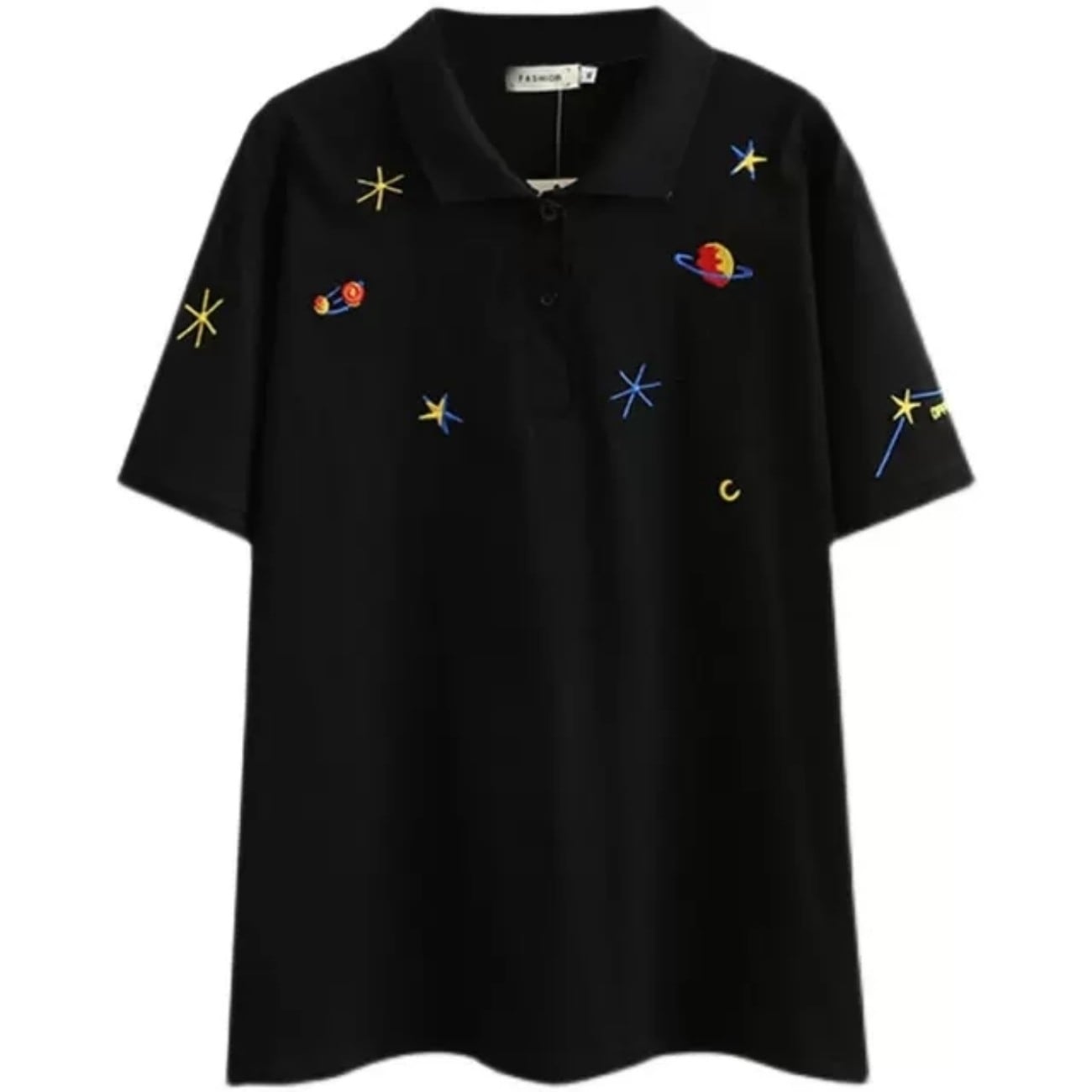 宇宙柄 刺繍 BIGポロシャツ | space products