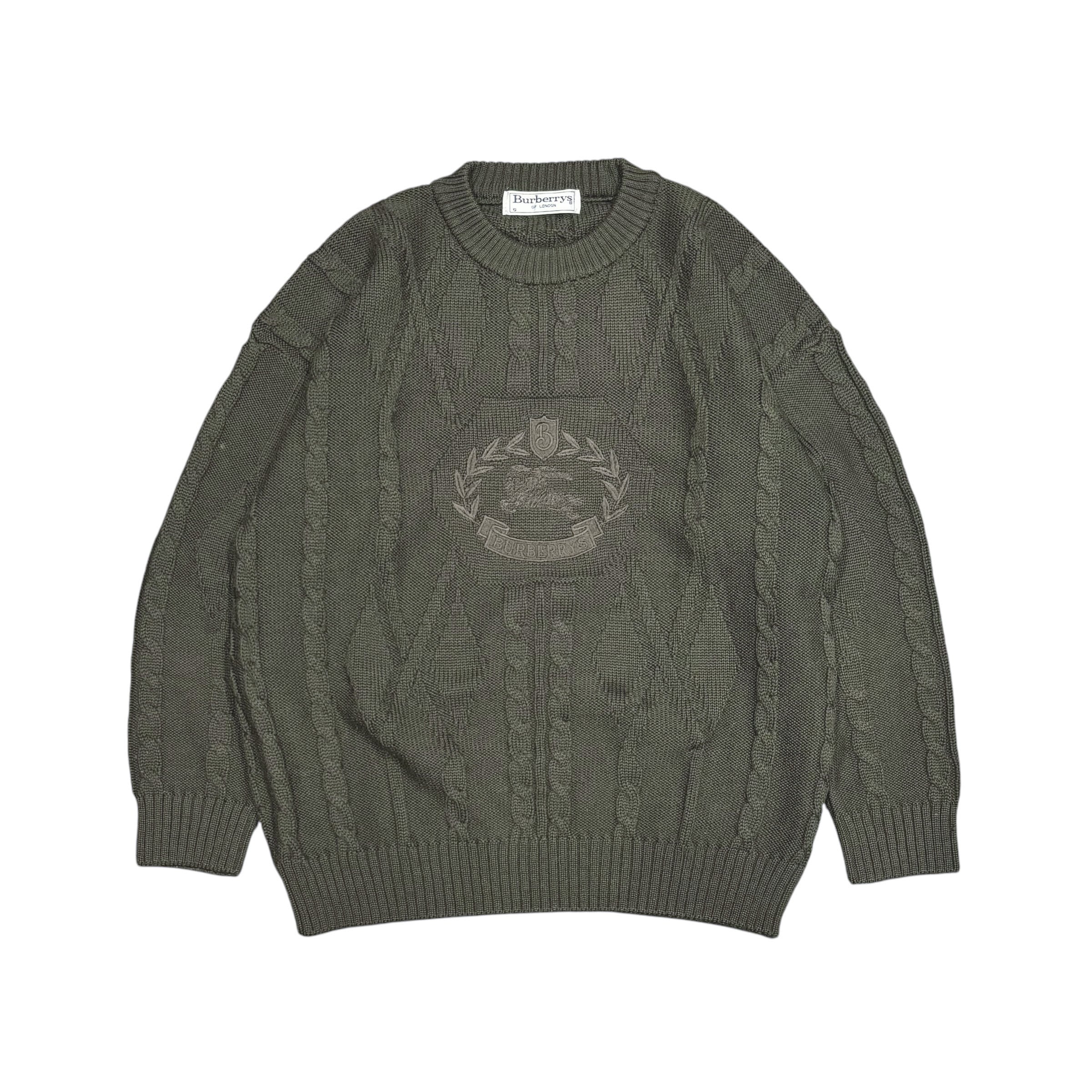 イングランド製 Burberrys Logo Cable Knit Sweater S / バーバリー