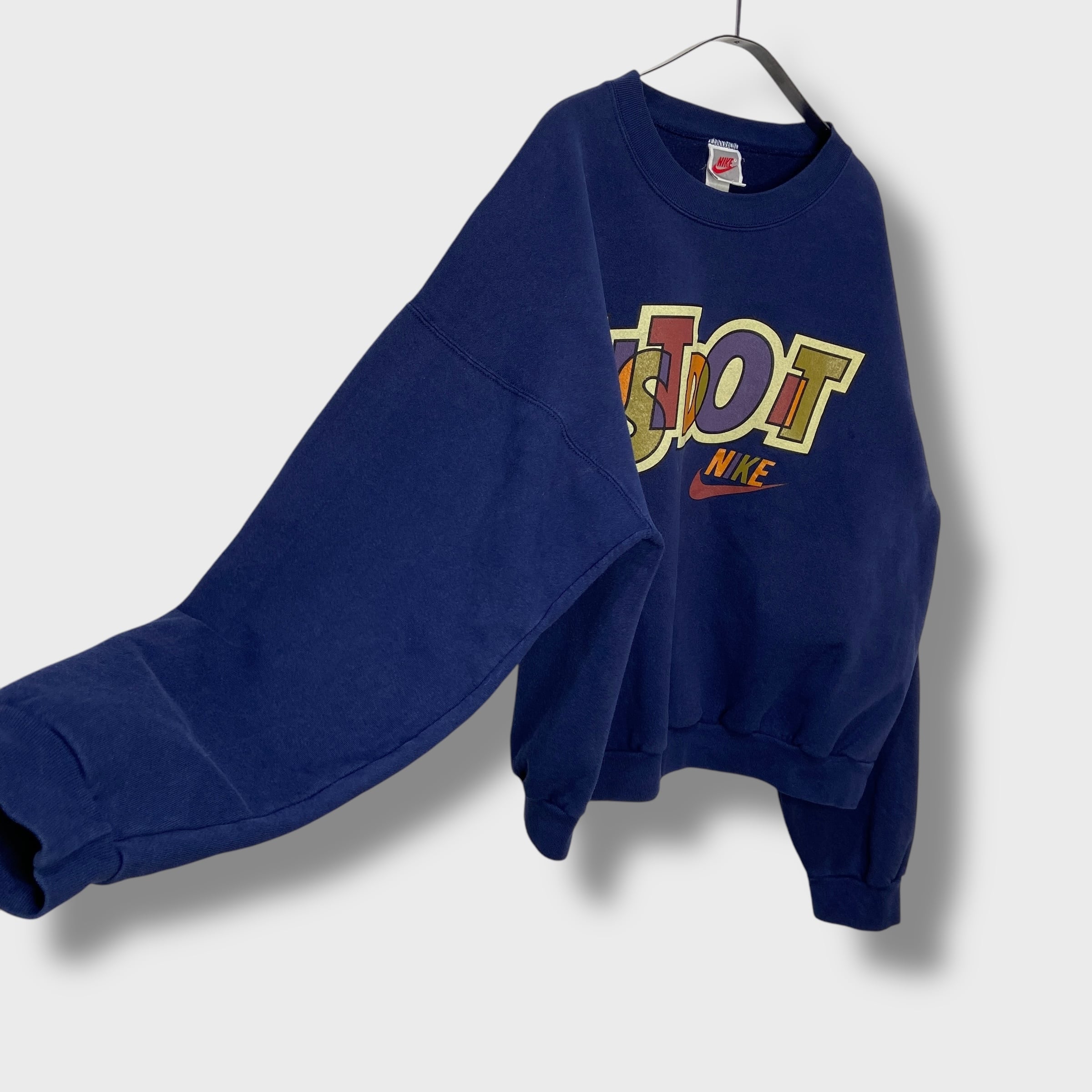 90s USA製 NIKE 銀タグ ロゴスウェット ネイビー L ナイキ | 古着屋 Uan