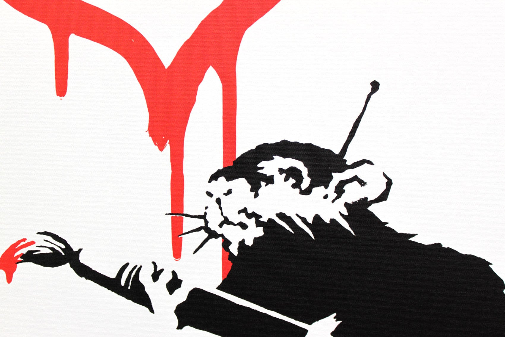 バンクシー「ラブ ラット/Love Rat」展示用フック付きキャンバス