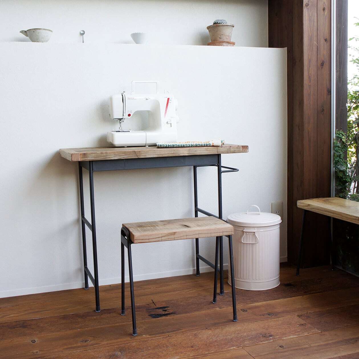 L WORK DESK【FCO1352-SG8040】 古材のテーブル 足場板 杉古材 ワーク