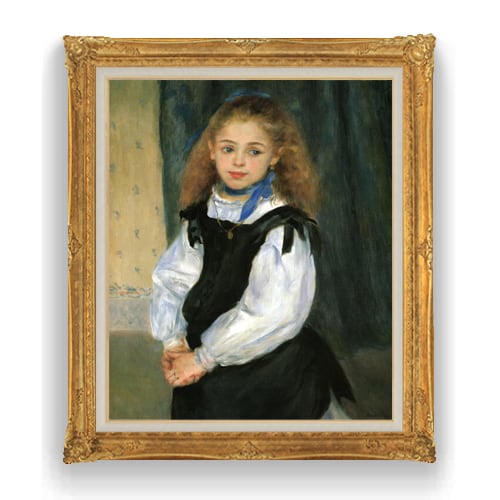 絵画 インテリア 額付(黒) 油絵 F4-040314 可愛い子供たち 雨あがり