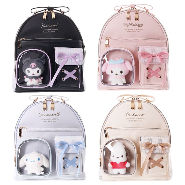 253337】サンリオ合皮チェック2ポケットぬい付ミニD | AXCIS