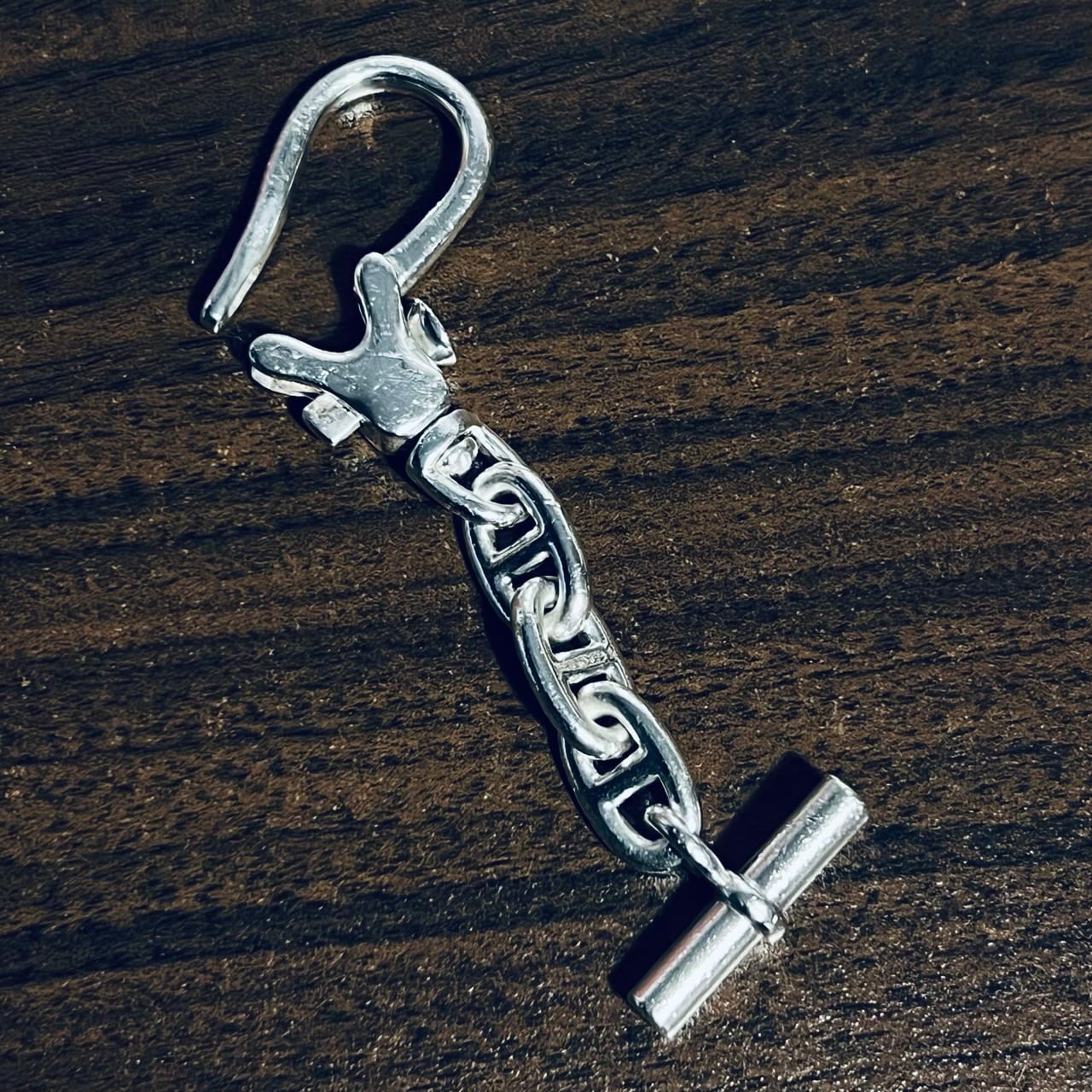 VINTAGE HERMES Chaine d'Ancre Key Chain Sterling Silver