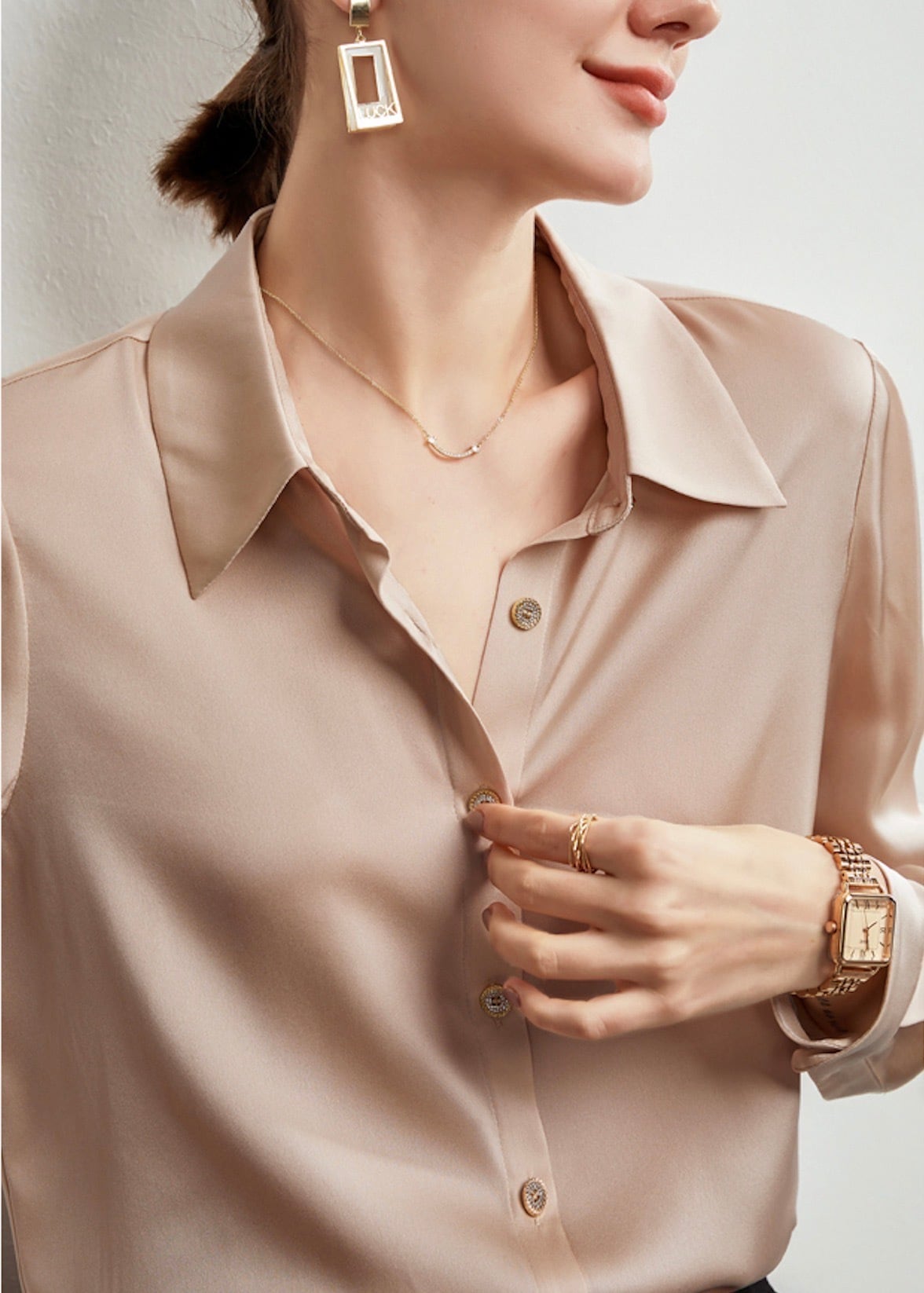 天然 シルク】スタンダード長袖シルクシャツブラウス | Susy.