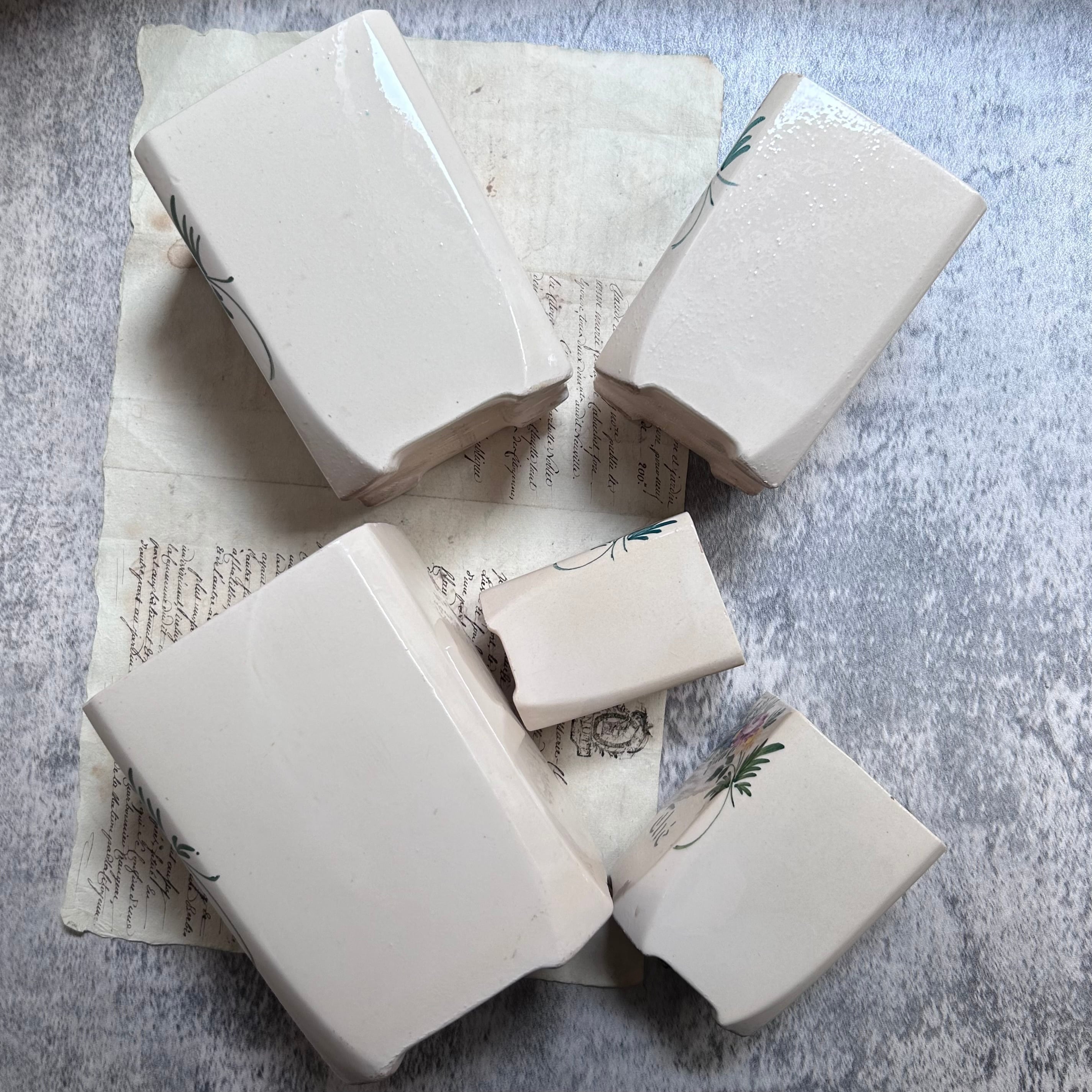 陶器製 ハンドペイントのキャニスター フランス アンティーク 5個