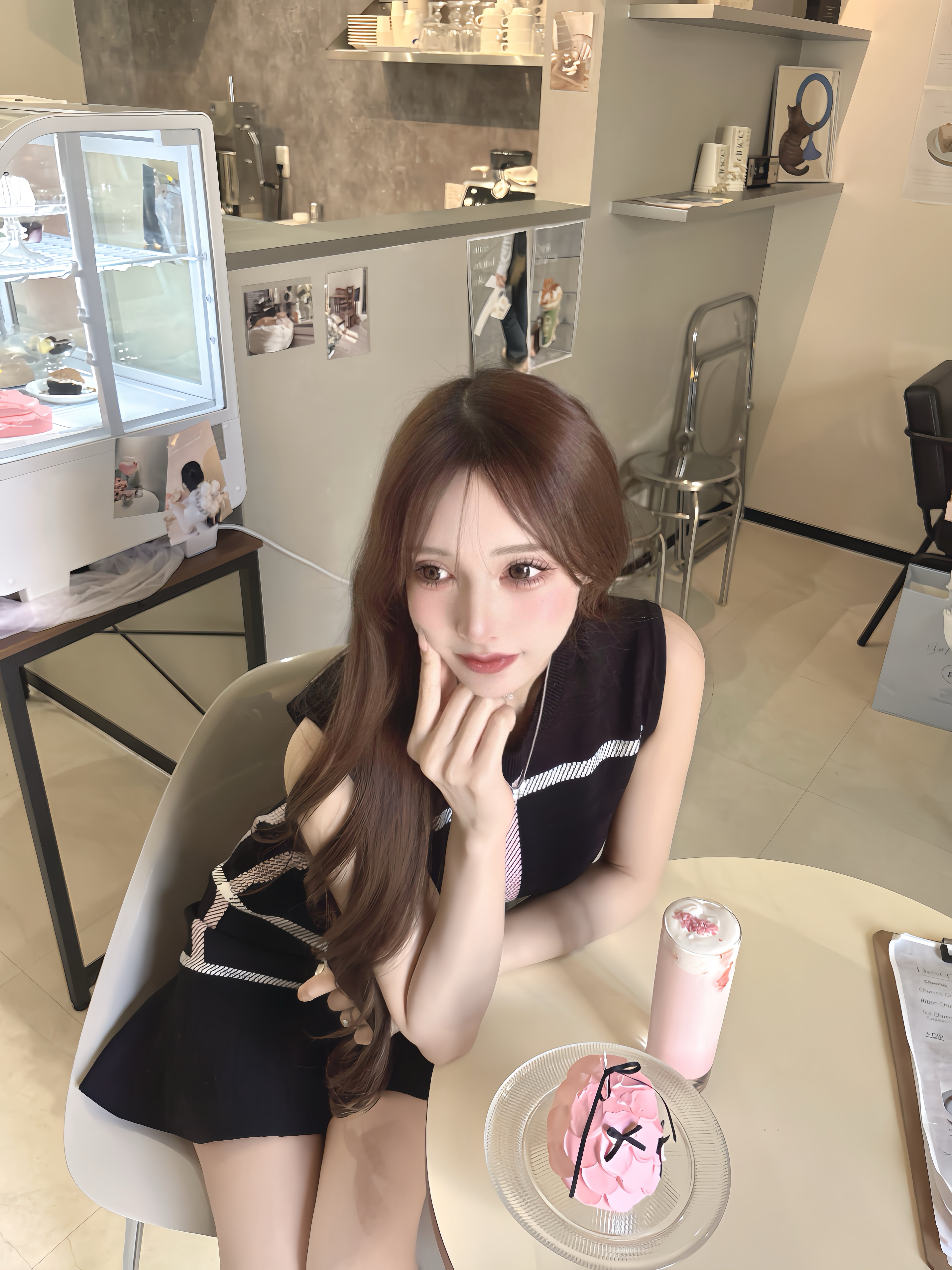 Lumignon original ♥ love check summer knit op 【ピンク×ブラック