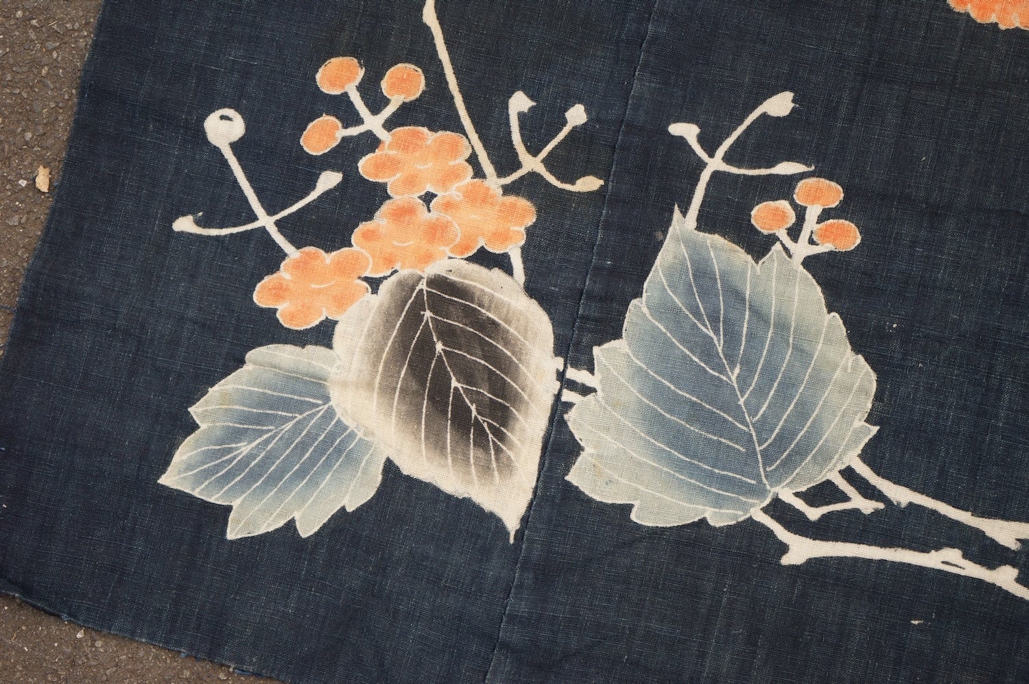 木綿・明治期・筒描4巾・鳳凰の番・アンティーク筒描き 1871 筒描き 4