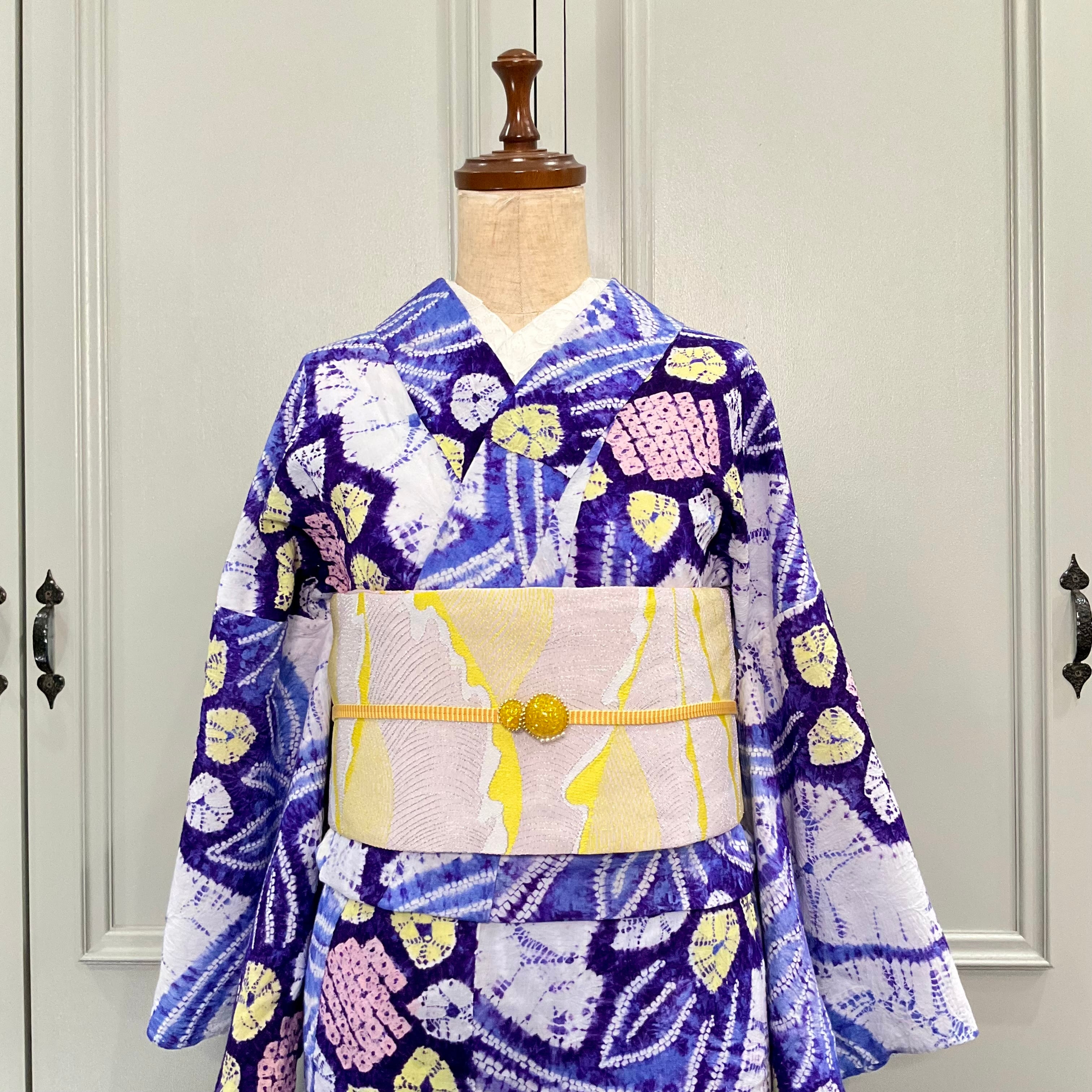 long＊向日葵ふわり＊有松鳴海絞り浴衣 ひまわり 花 A728 | kimono tento