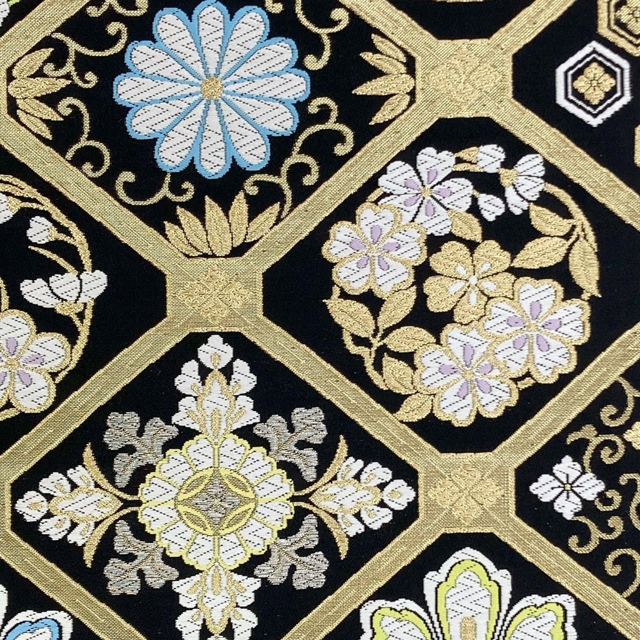 袋帯 都謹製 四季花菱文 六通柄 西陣 正絹 日本製 みやこ 未仕立て