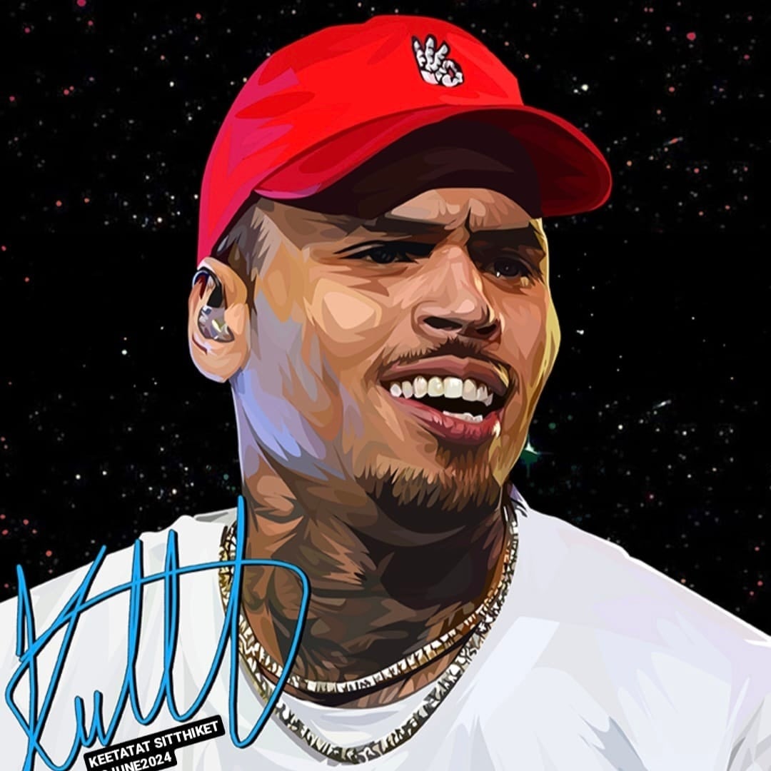 クリスブラウン直筆サインいり、絵画 クリスブラウン直筆サインいり