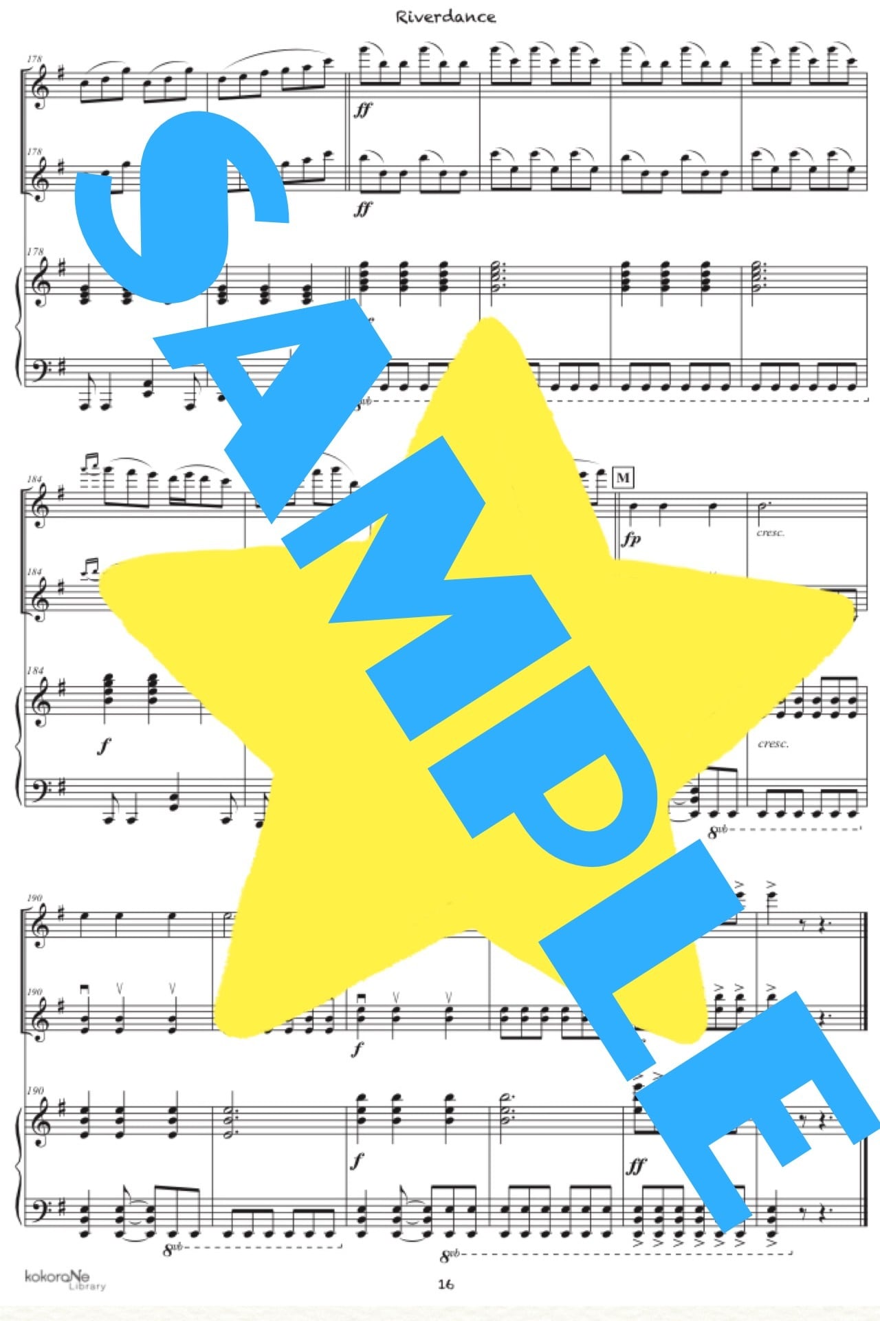 楽譜ピース▪️fl, vn & pf 「リバーダンス」B.ウィーラン | kokoroneshop