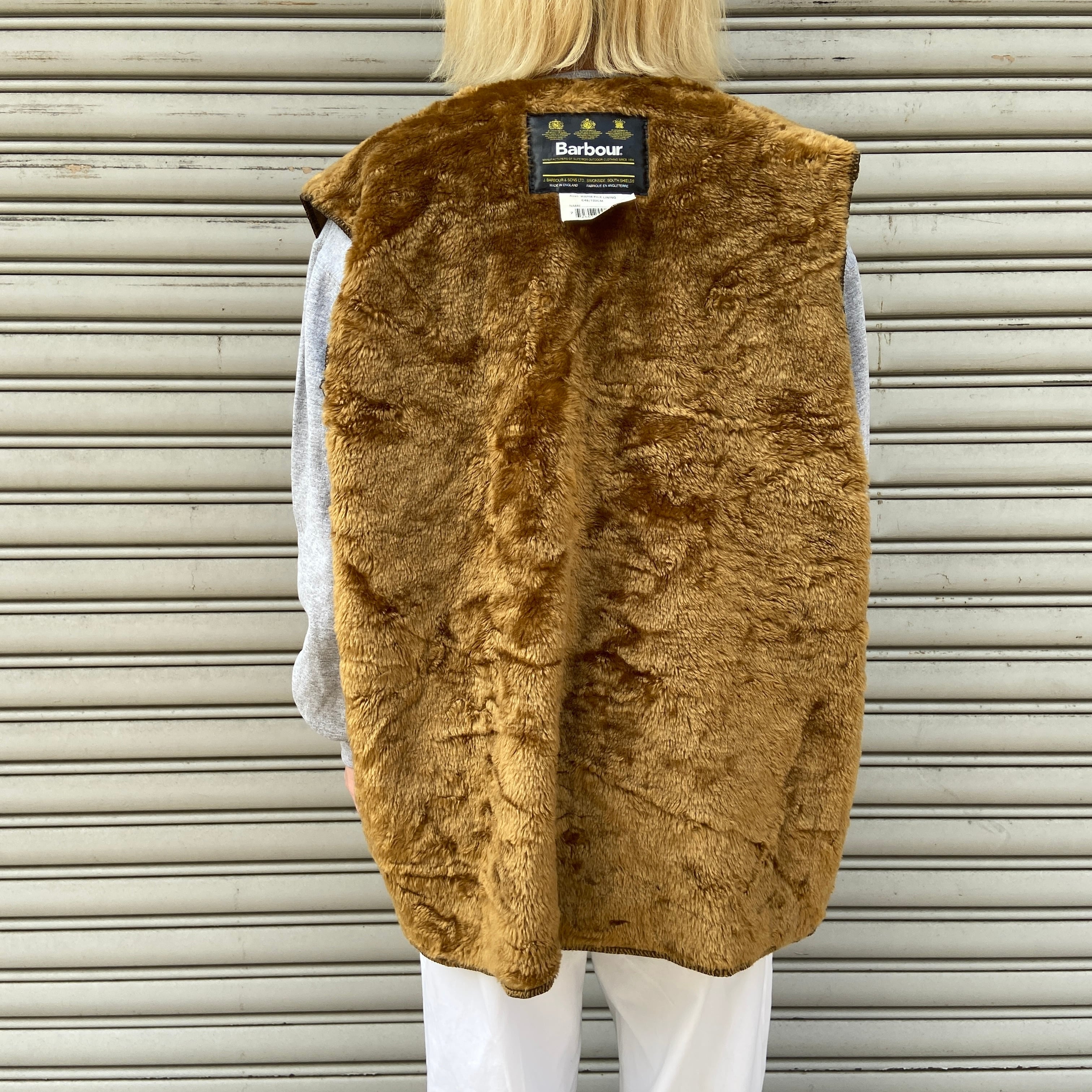 Barbour バブアー ボアライナーベスト リバーシブル ブラウン XL相当