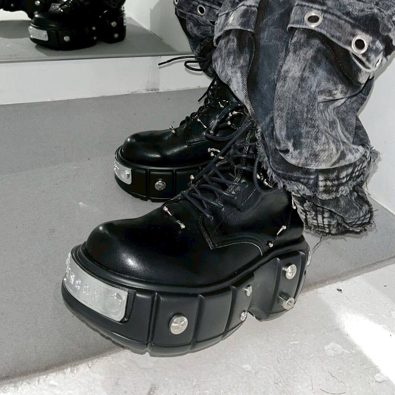 BARCON ピアッシング厚底ハードブーツ サブカル ストリート グランジ