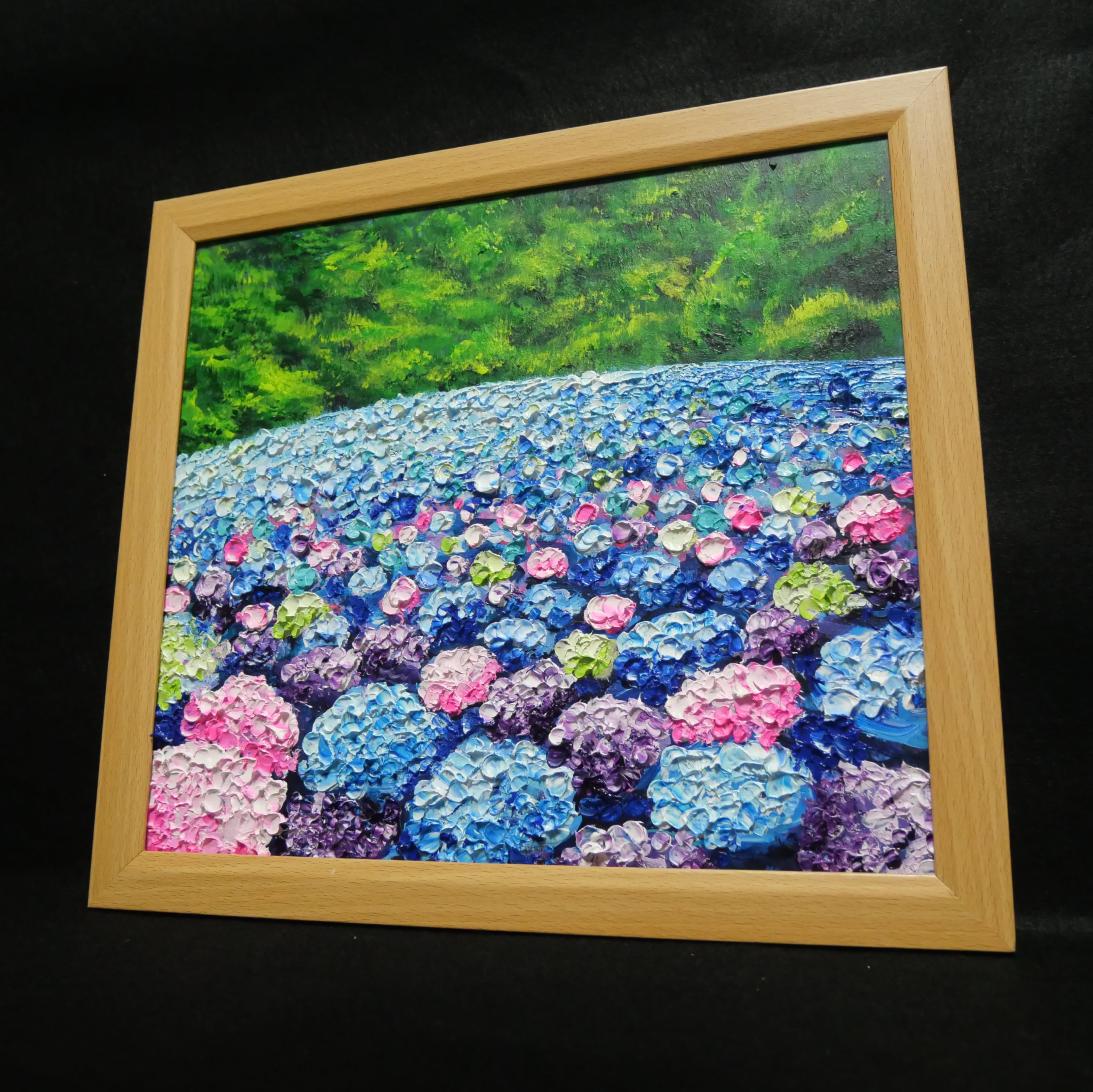 油絵 油彩 油彩画 絵 絵画【紫陽花の池】 | HIROSHI1990
