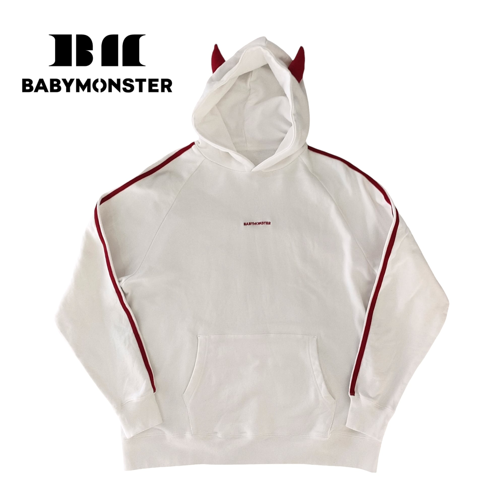 店主の私物]【BABYMONSTER】モンスターフーディー WHITE （L） | Zou
