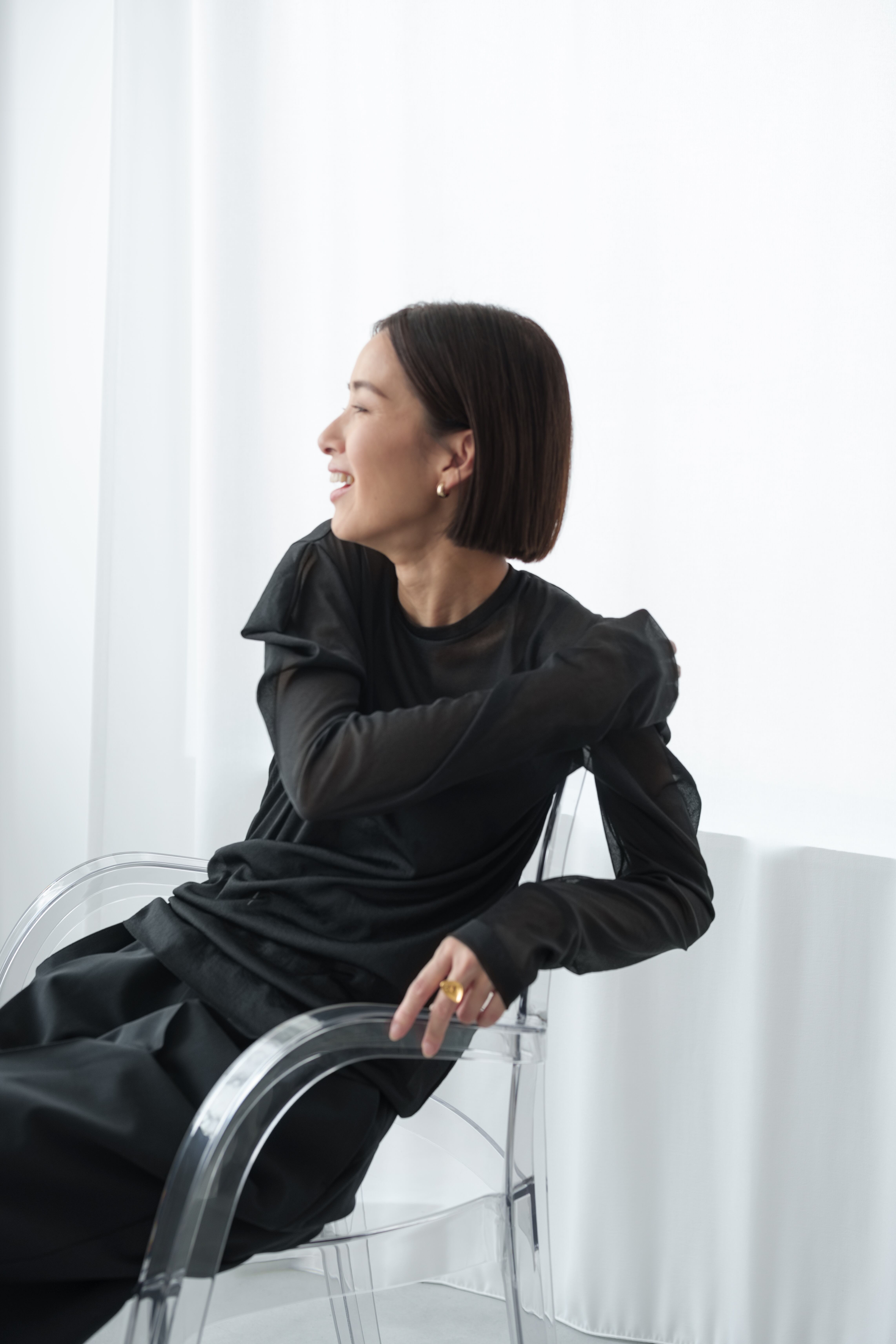 Edge Sheer Tops(black) ご注文から1週間前後で発送 | roughlow