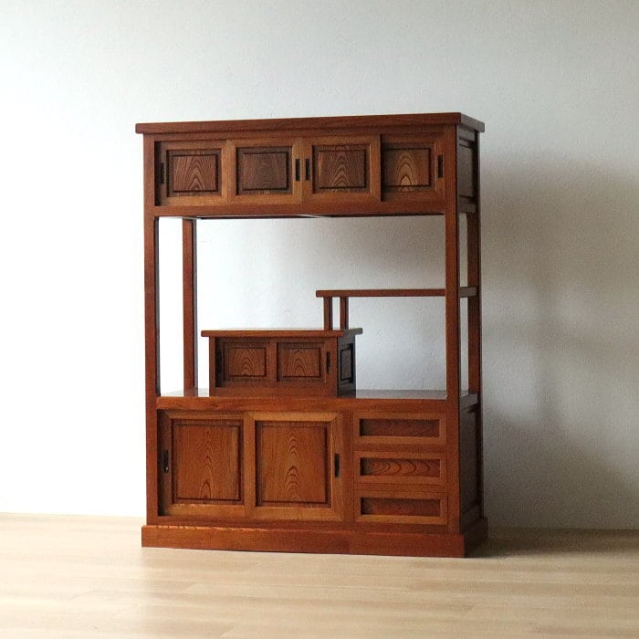 最高級 ケヤキ 飾り棚 タンス 古家具 茶タンス 無垢材 日本製 | RENOKA