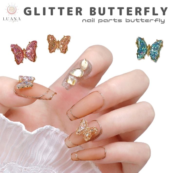 ネイルパーツ キラキラ 蝶々 蝶 バタフライ 大きい 3d デコパーツ