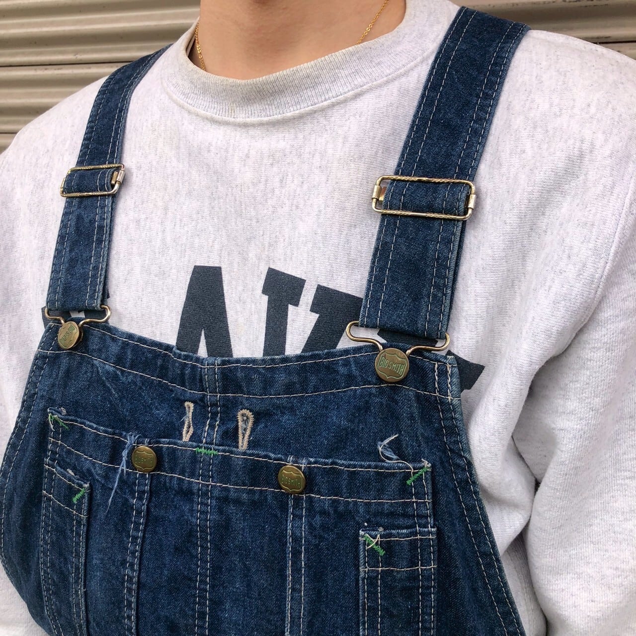 90s USA製 Big Smith オーバーオール ヴィンテージ デニム M ブルー