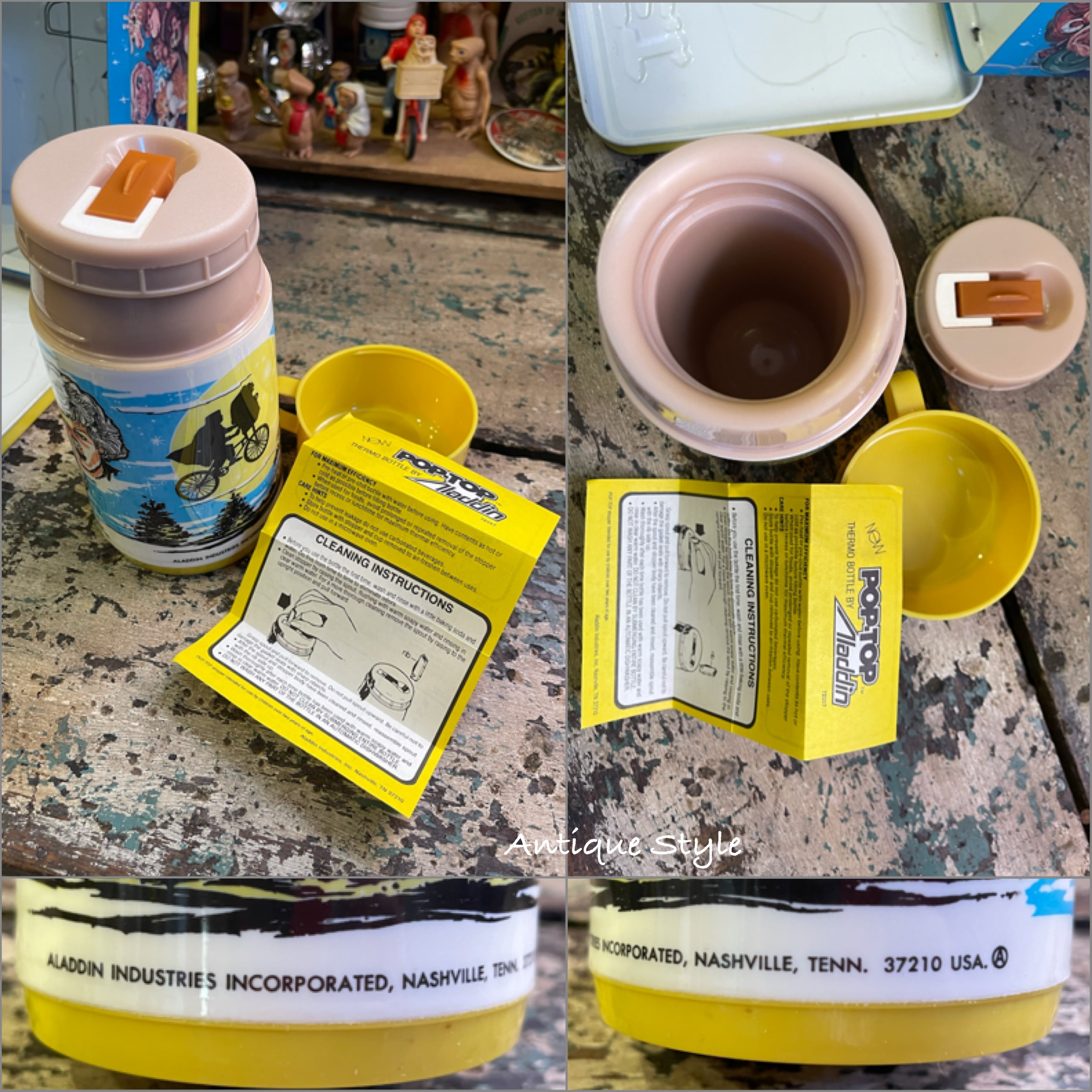 1982 ' アラジン E.T. ヴィンテージ ランチボックス 水筒付き ALADDIN