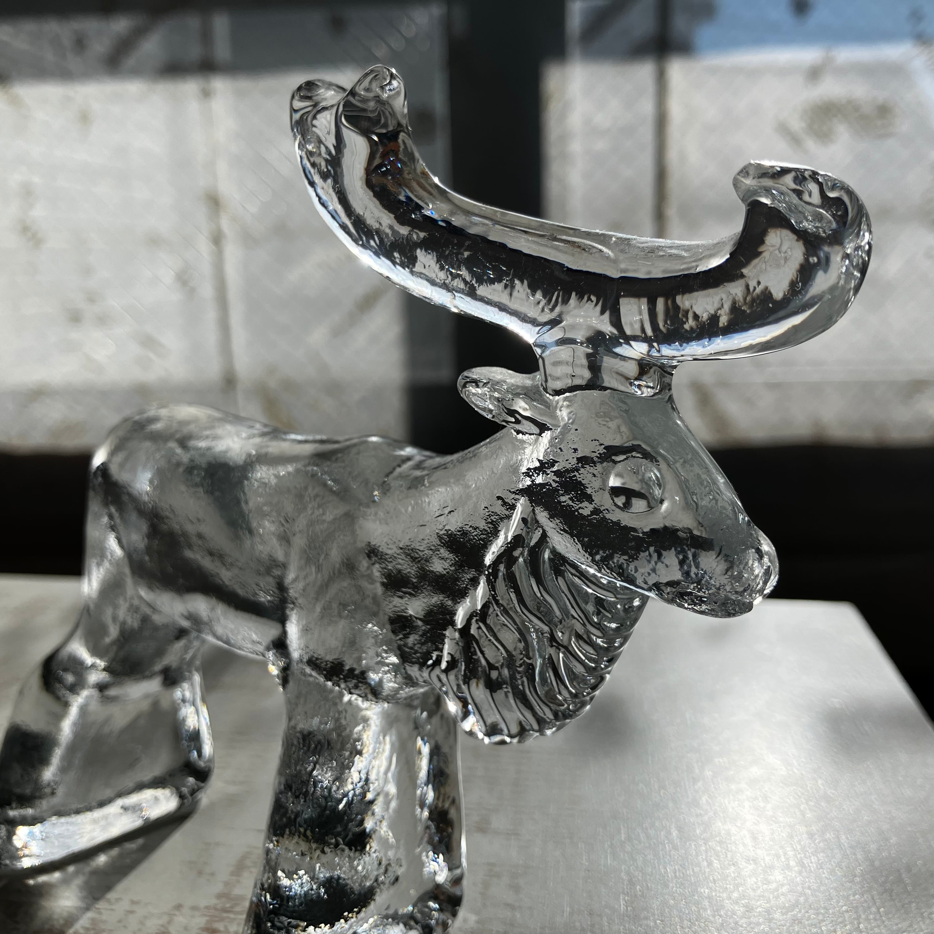 クリアガラスのトナカイ／Kosta Boda／バーティルヴァリーン／Bertil