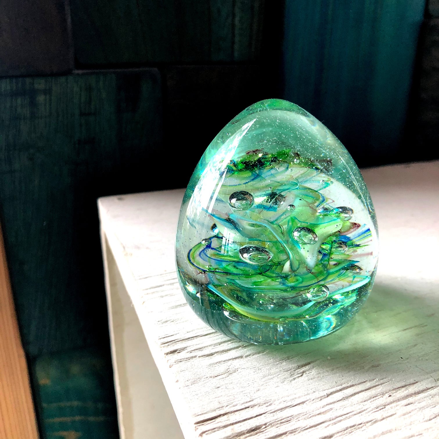 渦巻きペーパーウェイト（黄緑） | ガラス工房カリヒロ