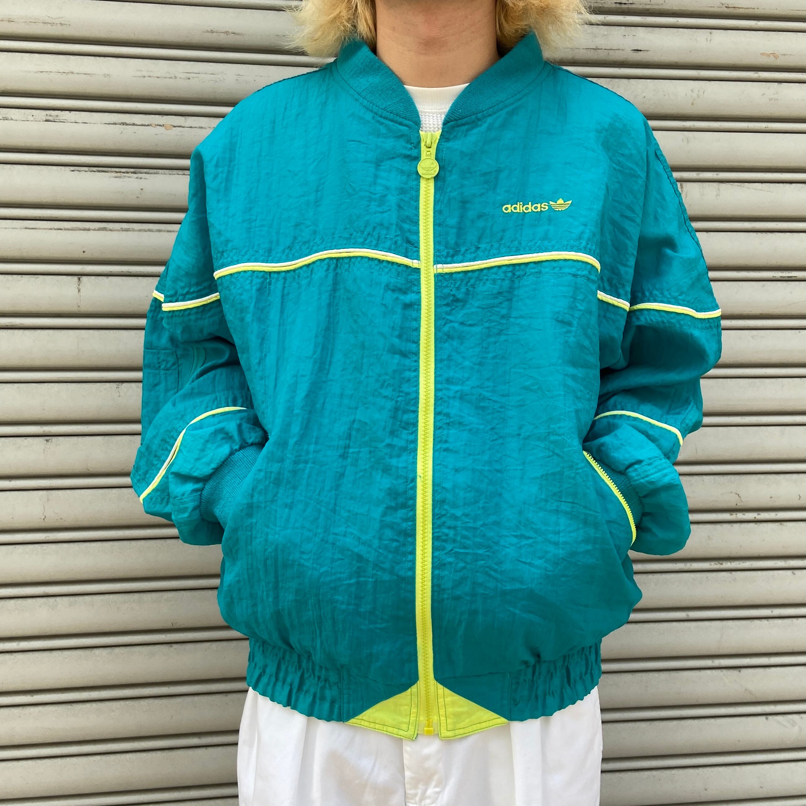 80s adidas アディダス ナイロンジャケット 蛍光カラー L | 古着屋 Uan