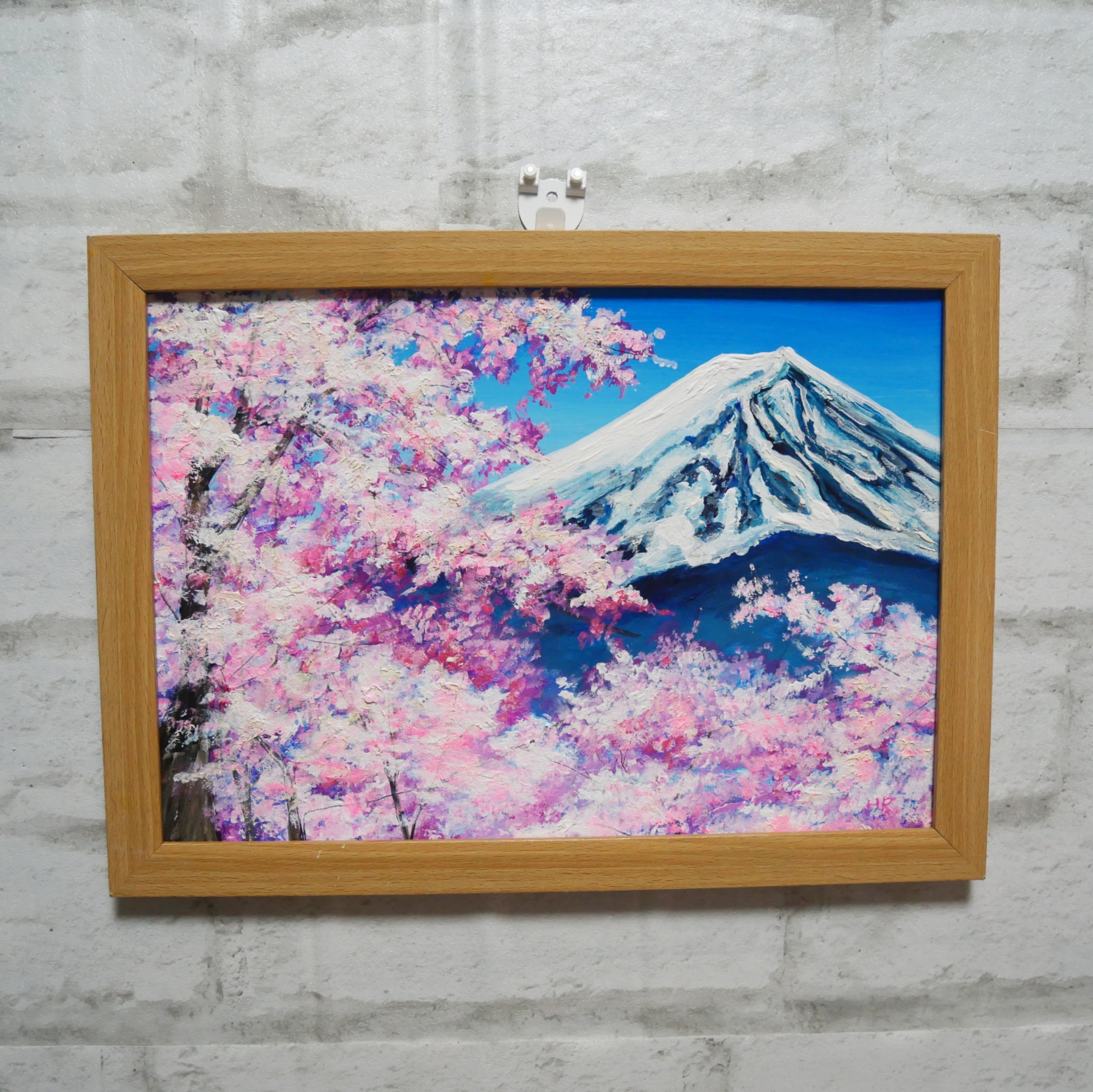 油絵 油彩 油彩画 絵画 絵【桜の富士山】 | HIROSHI1990