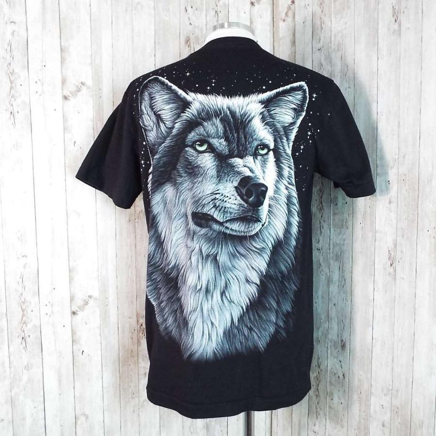 肩幅41cm】♪アニマルTシャツ♪anial print wolf オオカミ 狼 ウルフ