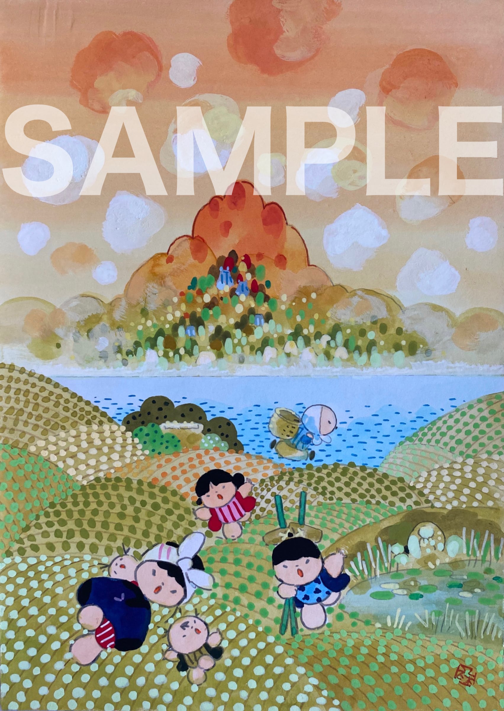 原画「しんねのふるさと」 A4サイズ （額装付き・送料無料） | 童絵