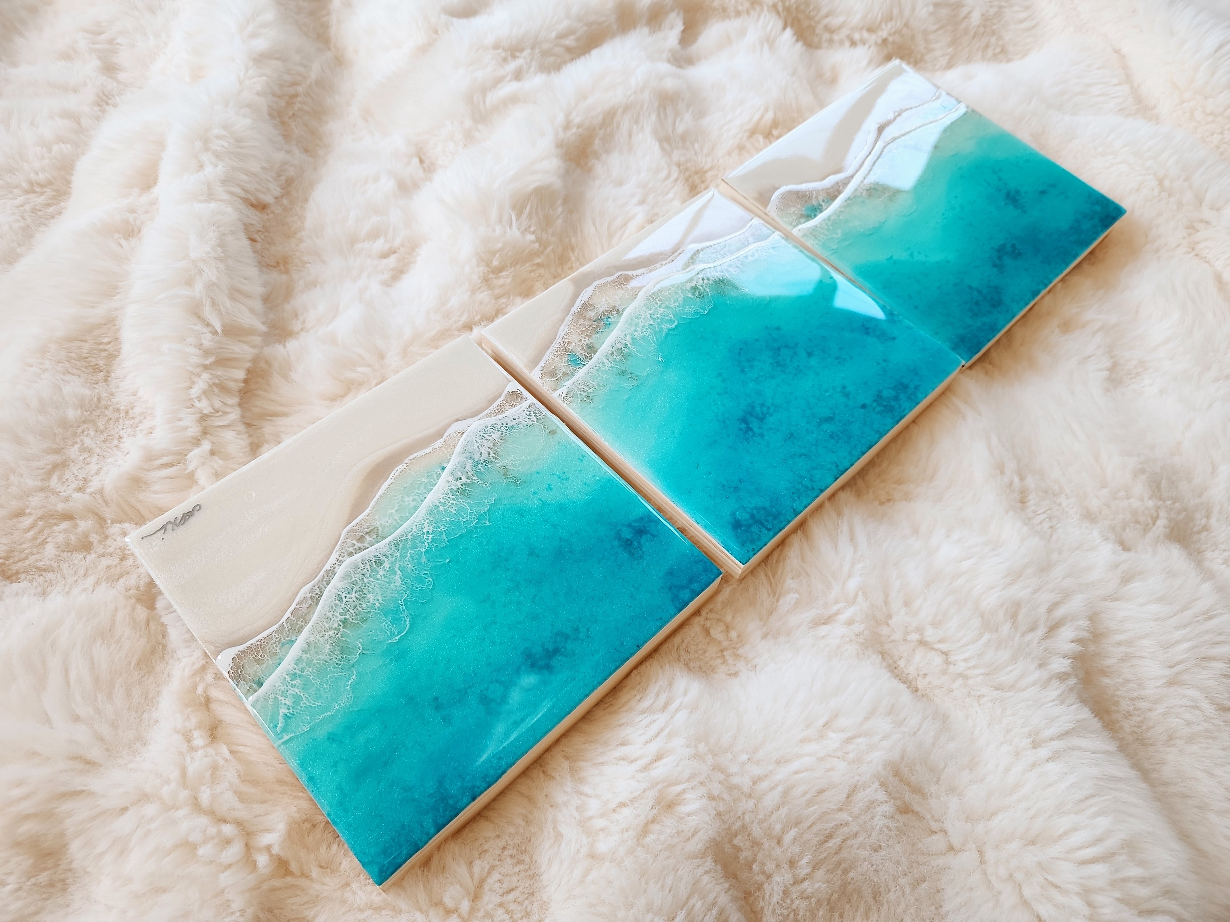 463.オーシャンレジンアート 3連パネル | Leaf Edgez