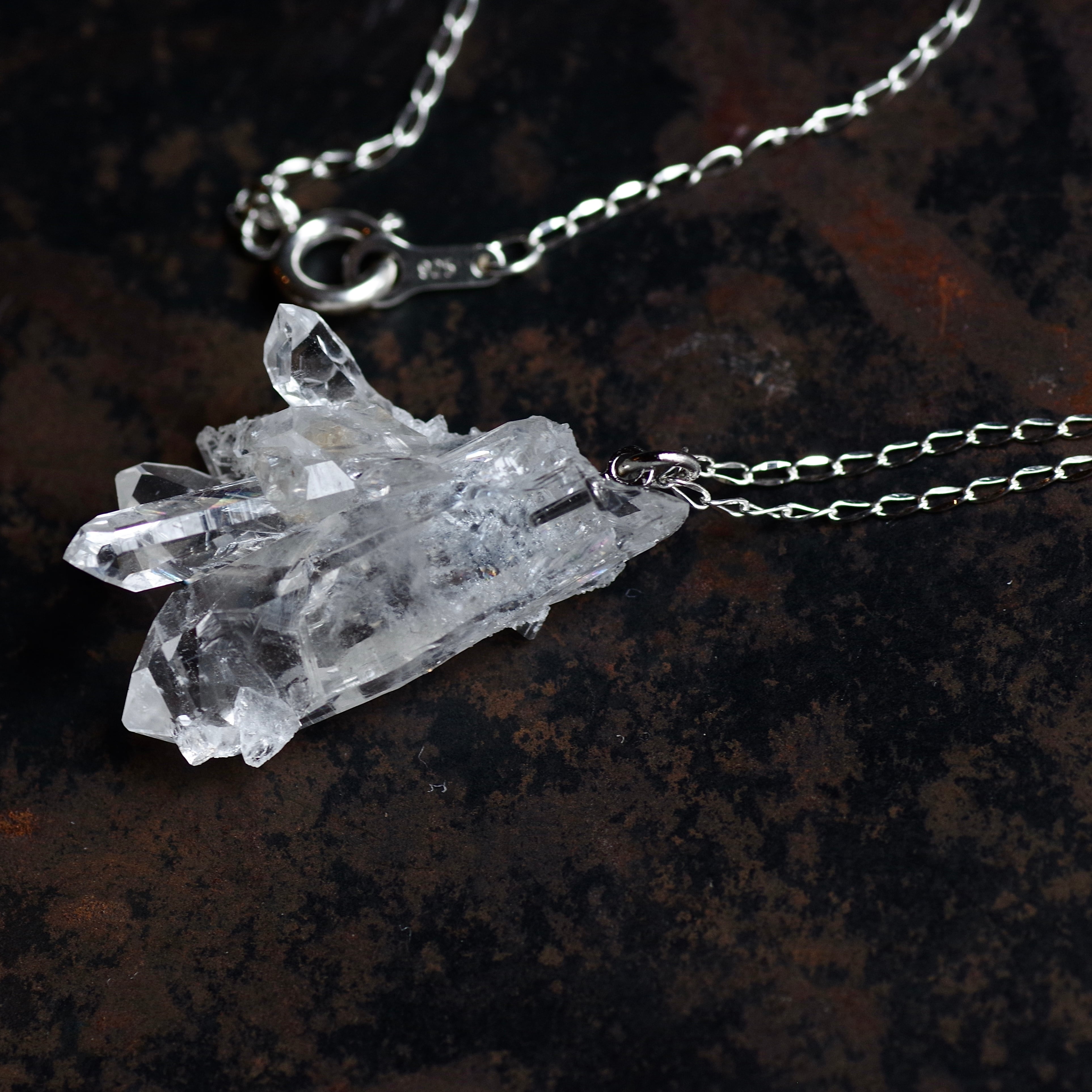 水晶 鉱物原石 シルバー925 ネックレス 【一点もの Silent Crystal