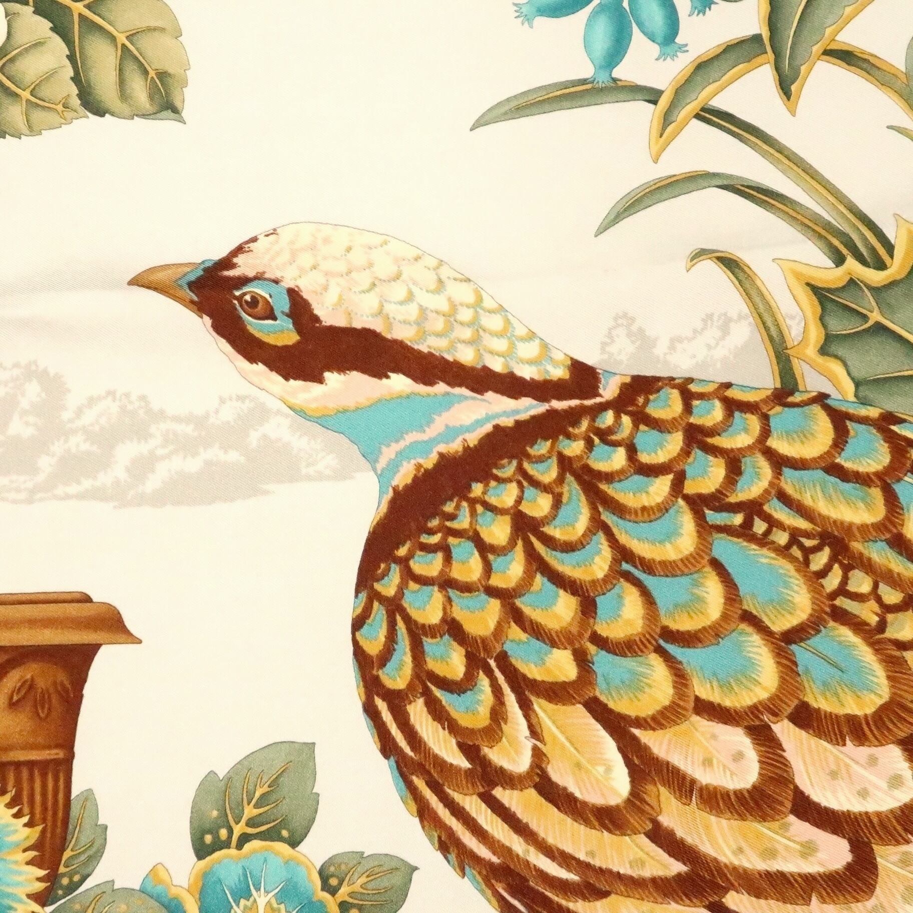 フェラガモ Salvatore Ferragamo/スカーフ 花柄 鳥 ブルー フラワー