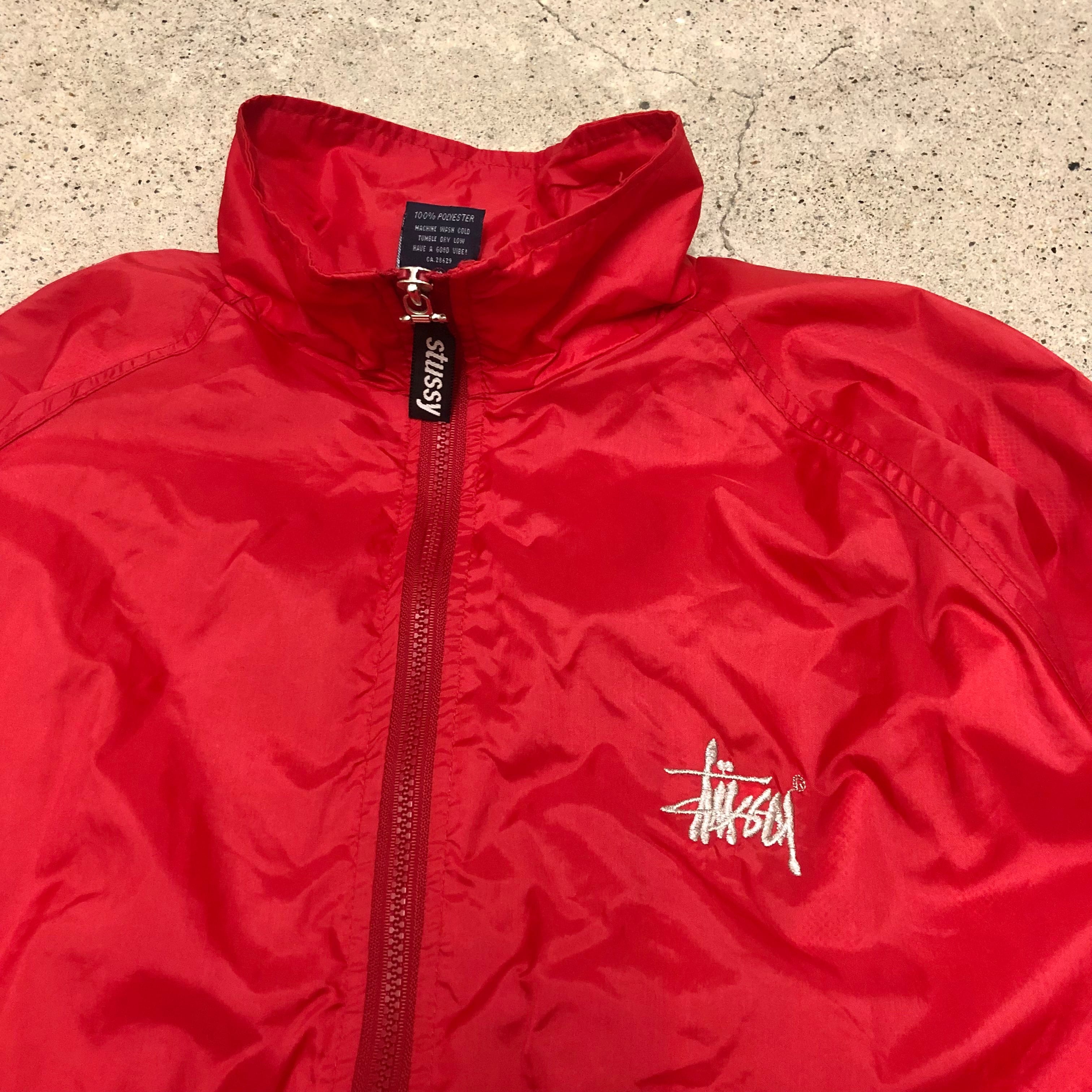 90s OLD STUSSY/Nylon Jacket/赤青タグ/L/Designed in USA/ナイロン