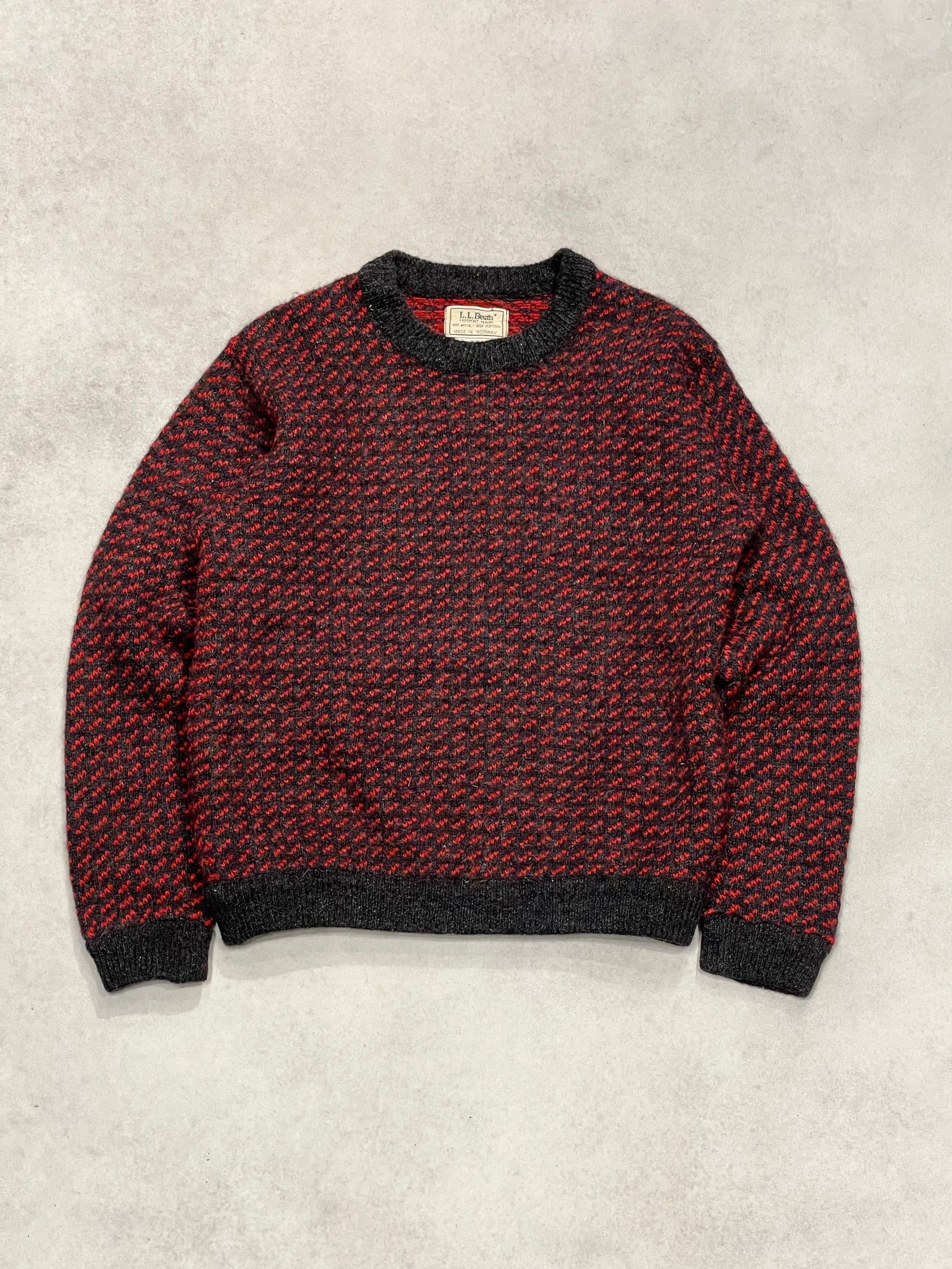 80s L.L.Bean 】 MADE IN NORWAY エルエルビーン バーズアイ ニット