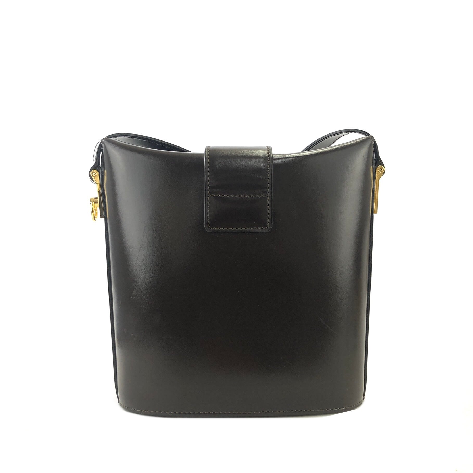 CELINE セリーヌ ガンチーニ レザー バケツ ショルダーバッグ ブラウン