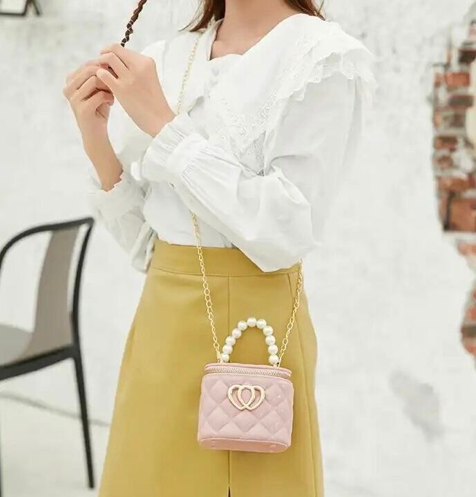 ダブルハートキルティングパールバッグ（一ヶ月程でお届け） | milkyfleur