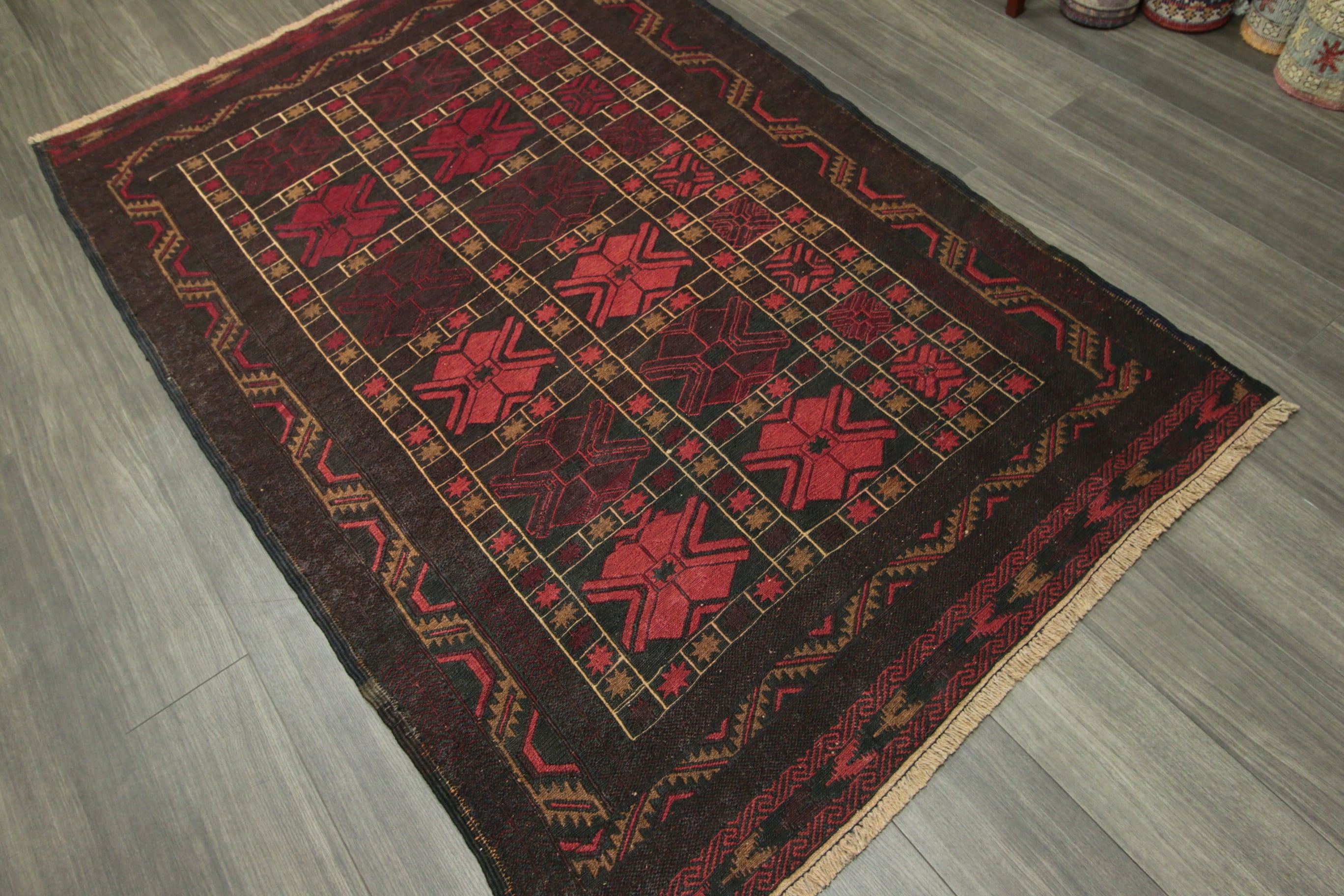 黒羊毛 ブラックウール 手織りオールドキリム ヴィンテージ トライバル