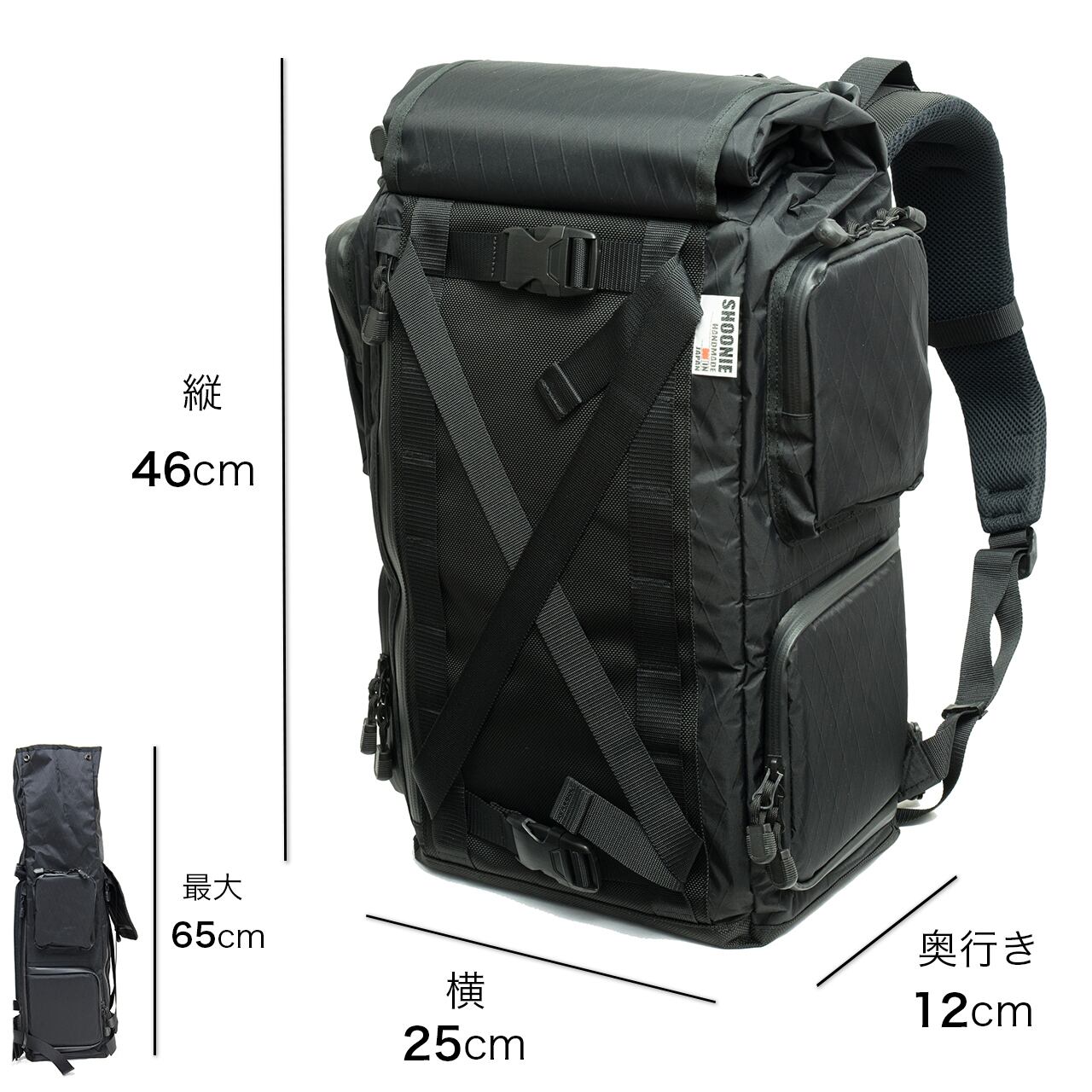 SHOONIE バックパック カメラバッグ X-Pac 三脚ホルダー 耐水