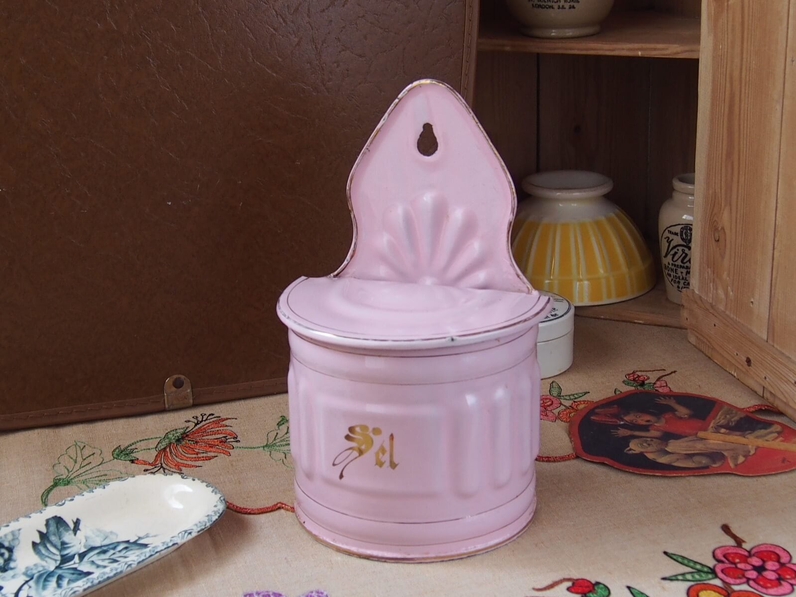 フランスアンティーク ホーローセル缶 SEL ピンク | Bonny Bee