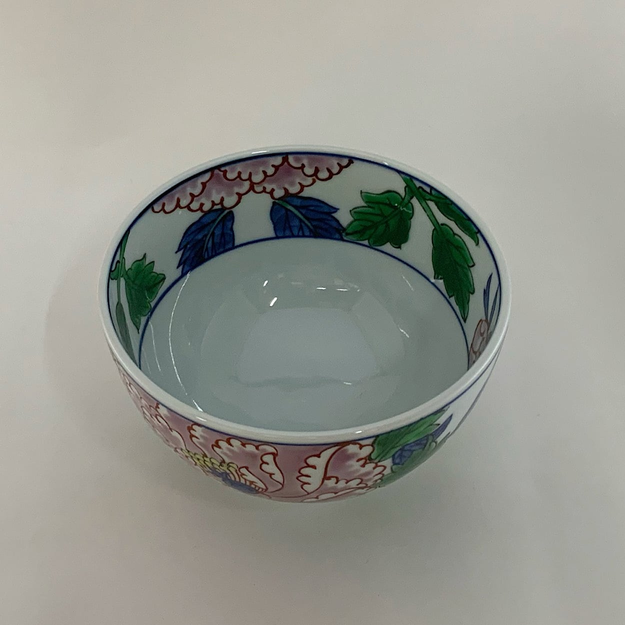 C1-6⁄源右衛門窯⁄染付牡丹絵5客組⁄共箱⁄蓮華⁄懐石道具 C1-6⁄源右衛門窯