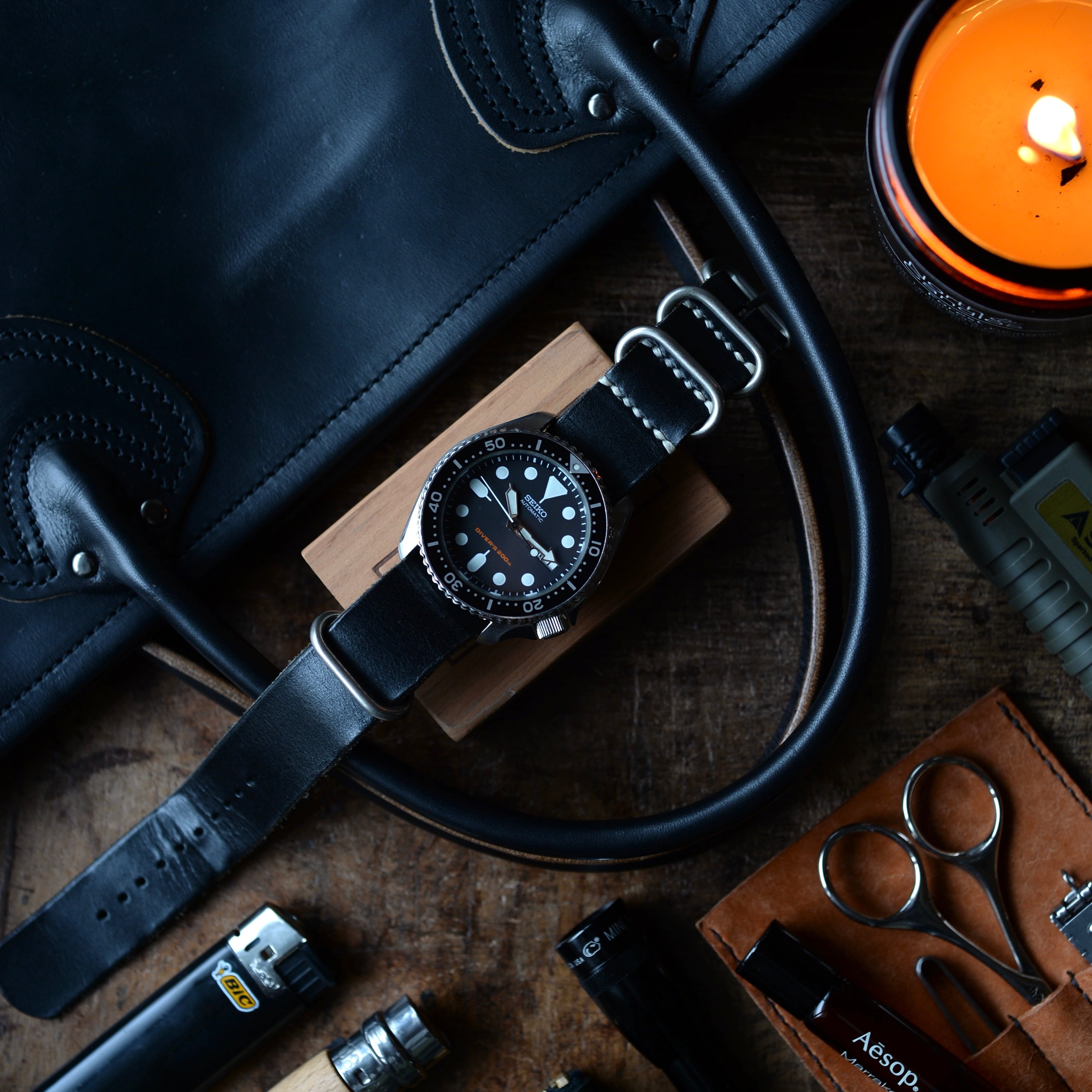 RRL natoベルト ブラックレザー 時計 ベルト ウォッチ ストラップ RRL