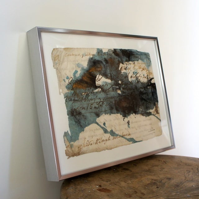 無題」 古い紙にアクリル * 現代美術 アート作品 抽象画 アンティーク