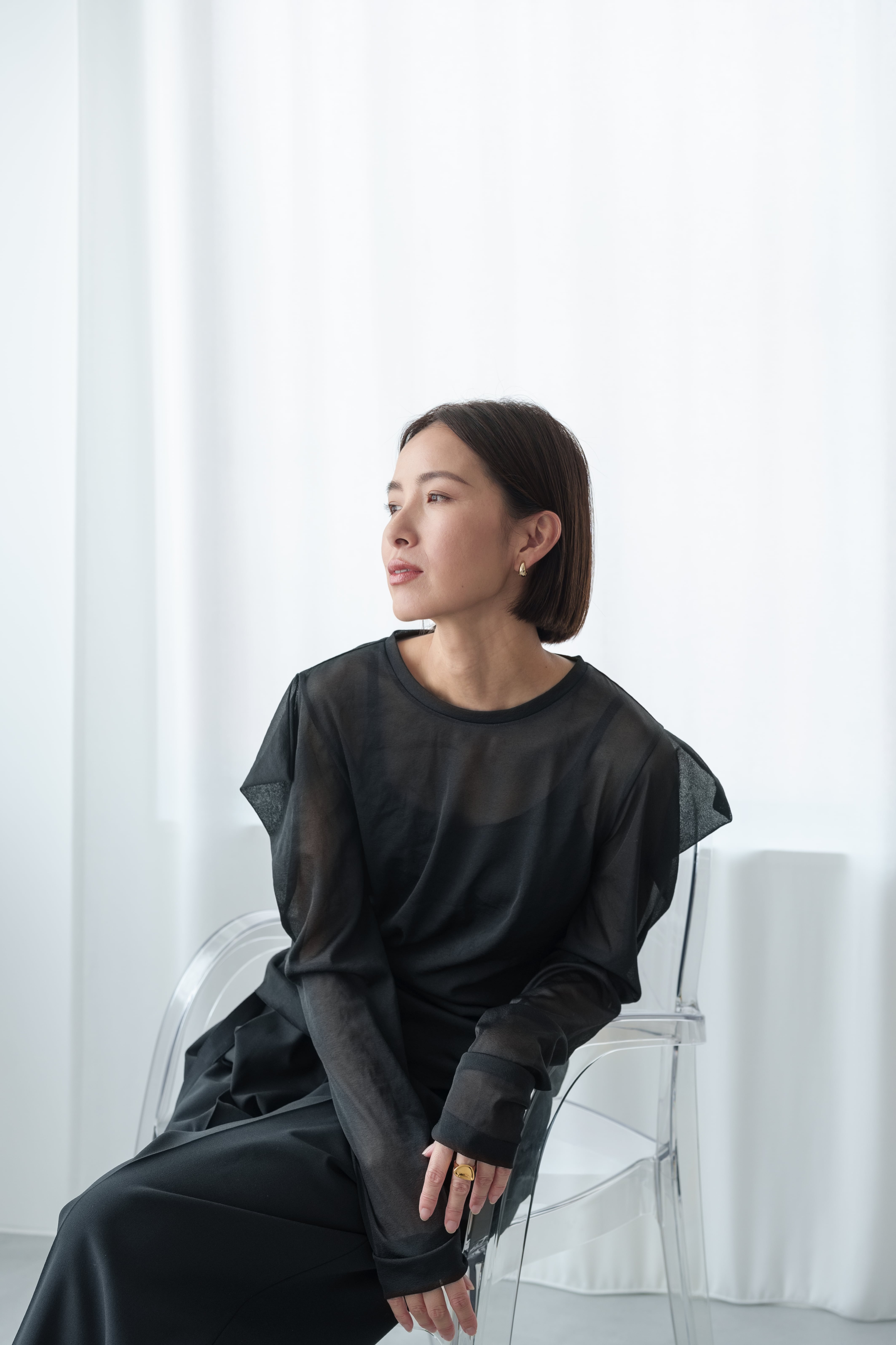 Edge Sheer Tops(black) ご注文から1週間前後で発送 | roughlow