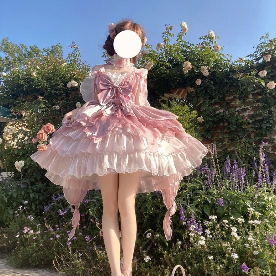 SEASONZ 甘ロリ ふわふわ ジャンパースカート プリンセスドレス ピンク