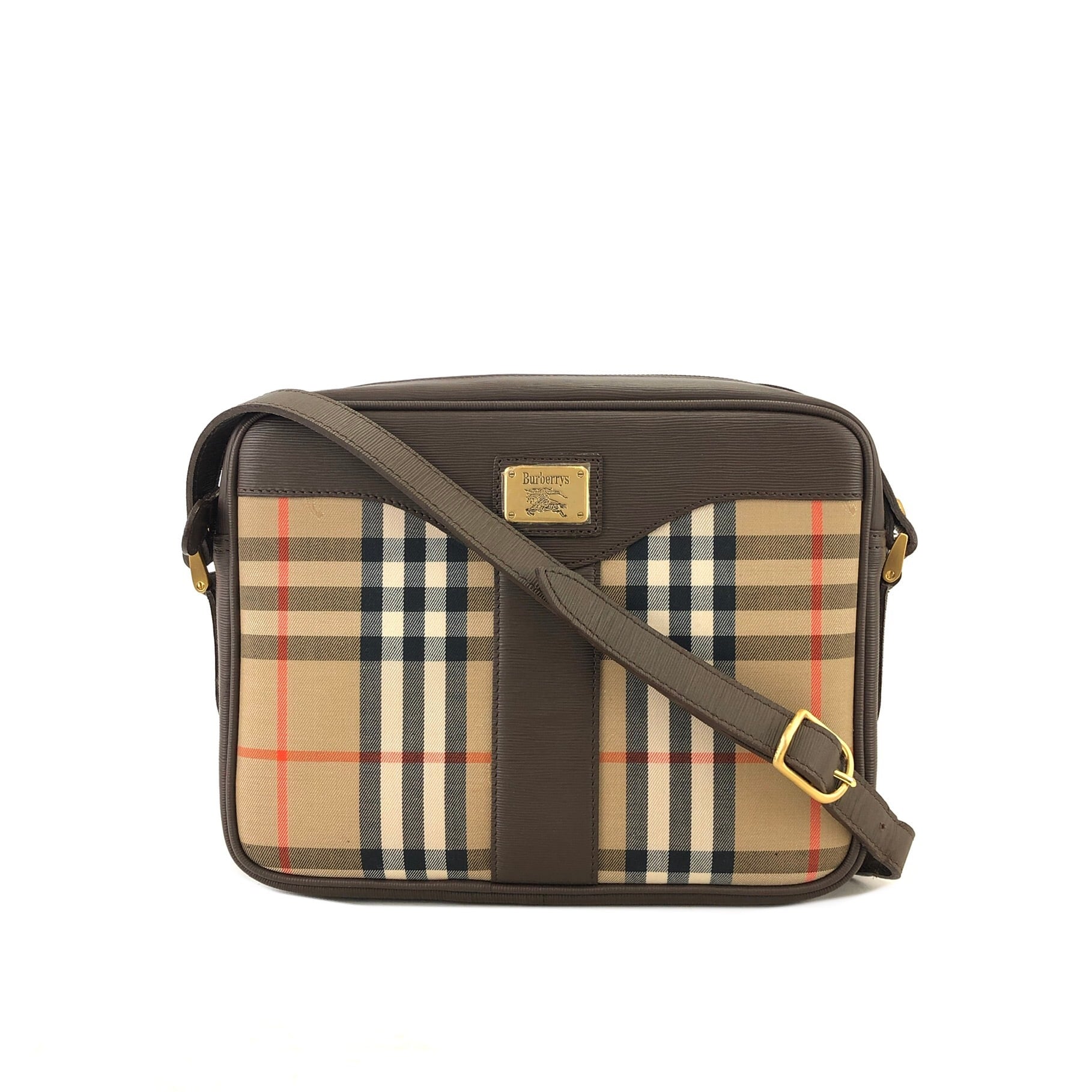 Burberrys' バーバリーズ ロゴ キャンバス×レザー ショルダーバッグ