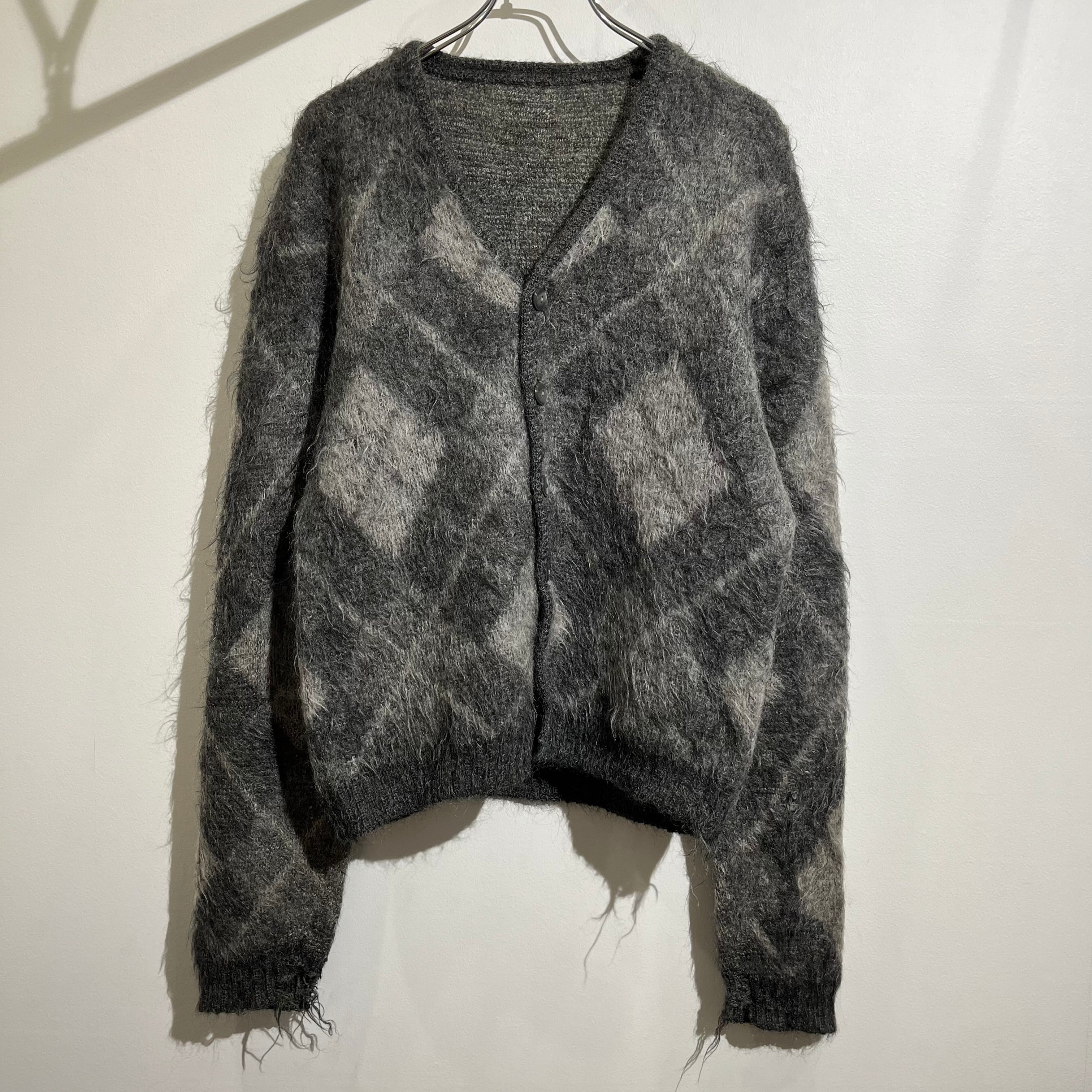 60s Mohair Cardigan 60年代 モヘアカーディガン 黒白 アーガイル