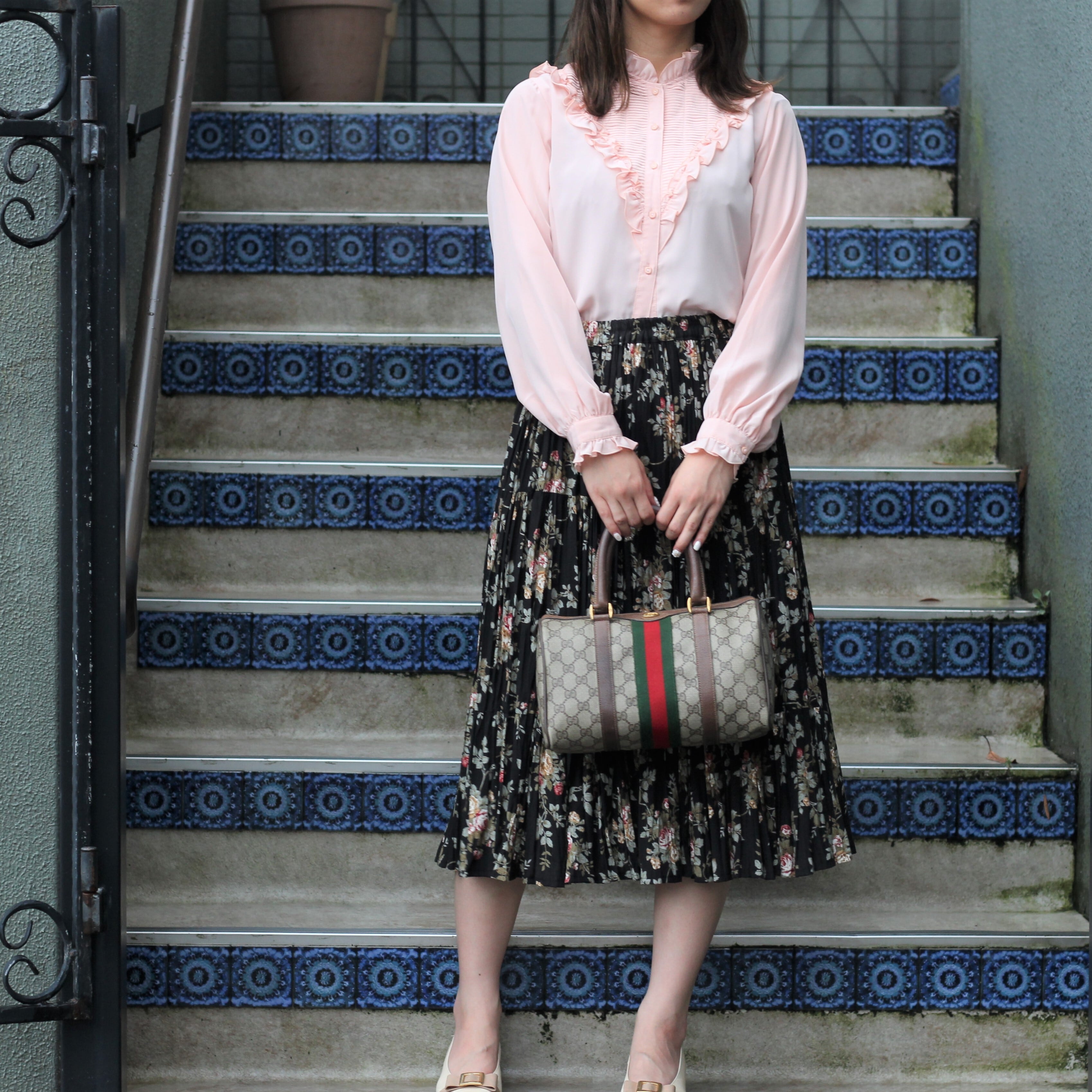 OLD GUCCI SHERRY LINE GG PATTERNED MINI BOSTON SHOULDER BAG MADE