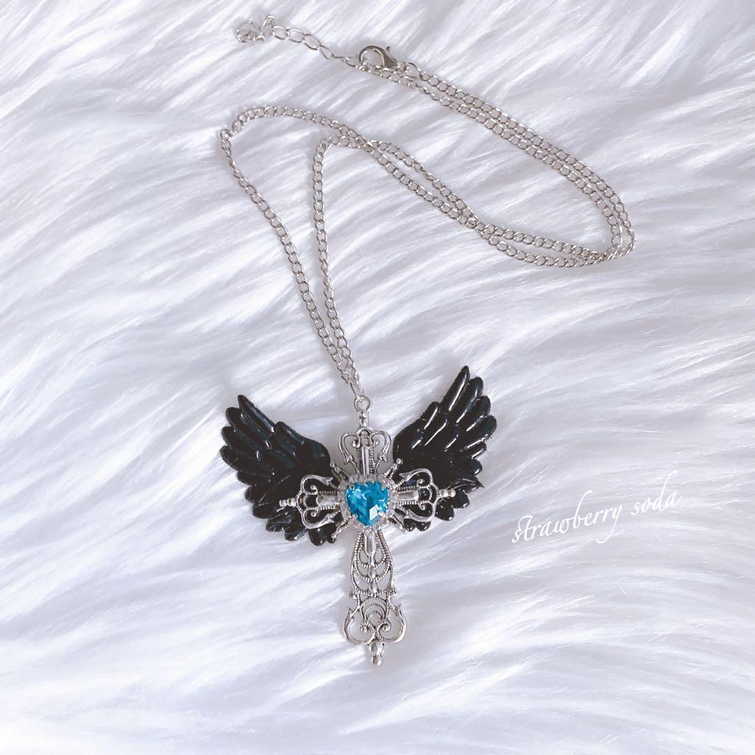 ブラック 天使の羽 ハート クロス 十字架 ネックレス | Pay ID